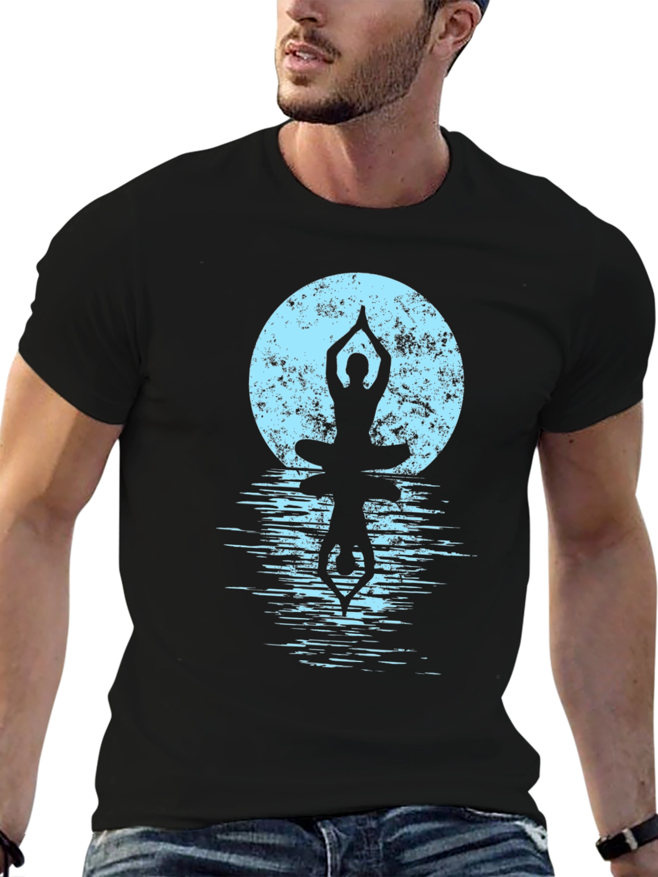 Yoga Moon Reflection Black T-Shirt