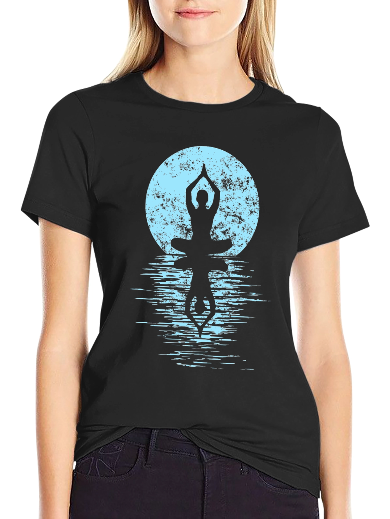 Yoga Moon Reflection Black T-Shirt