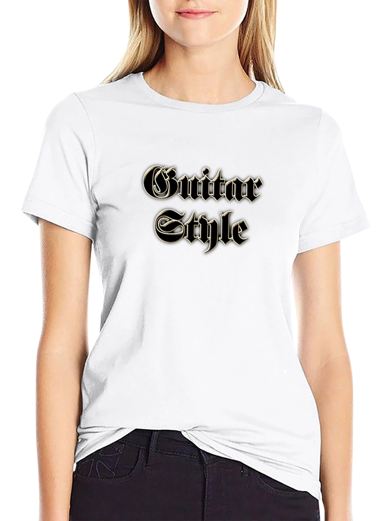 Guitar Style Graphic Black T-Shirt