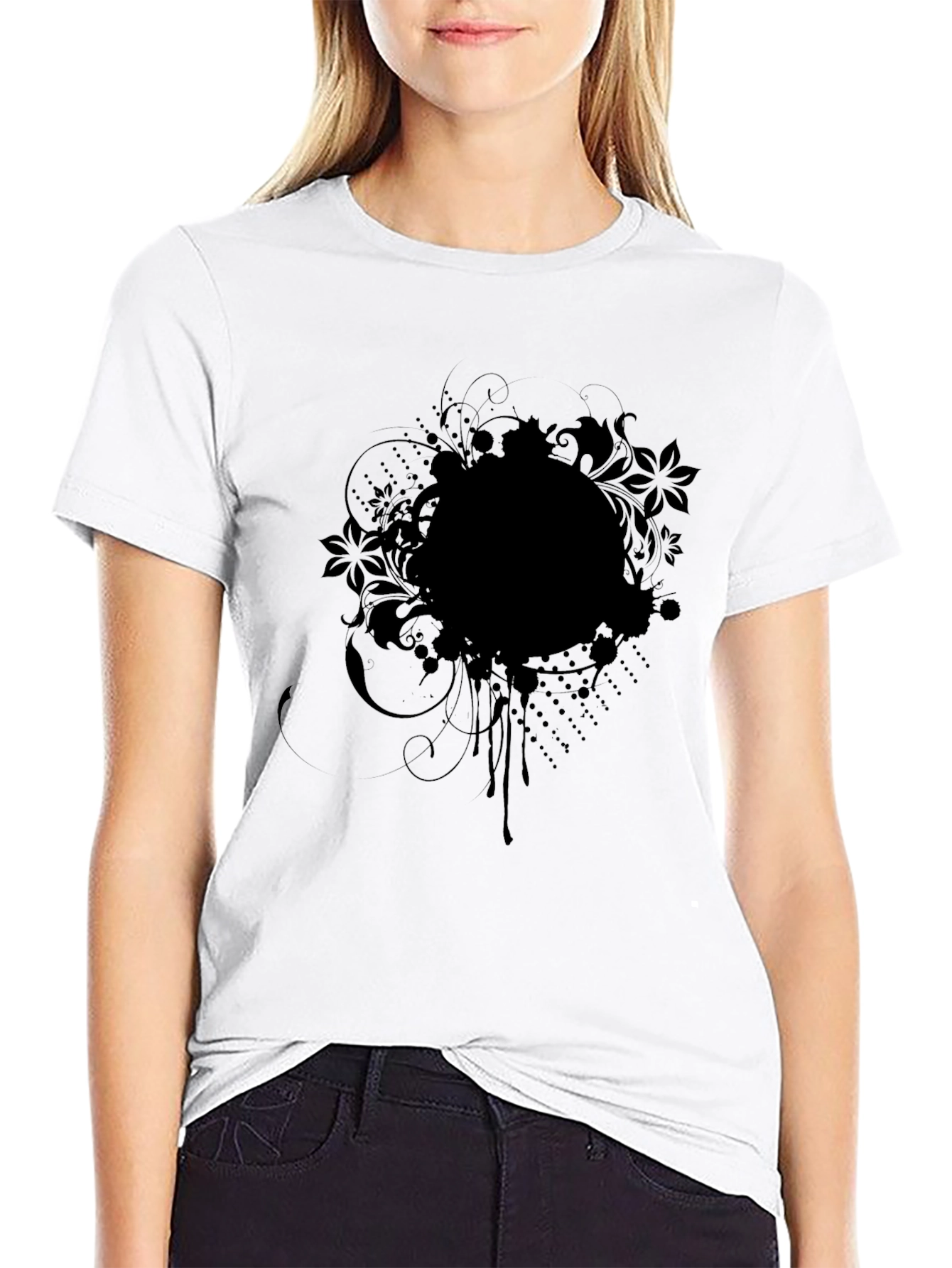 Mens Black Floral Graphic Print T-Shirt