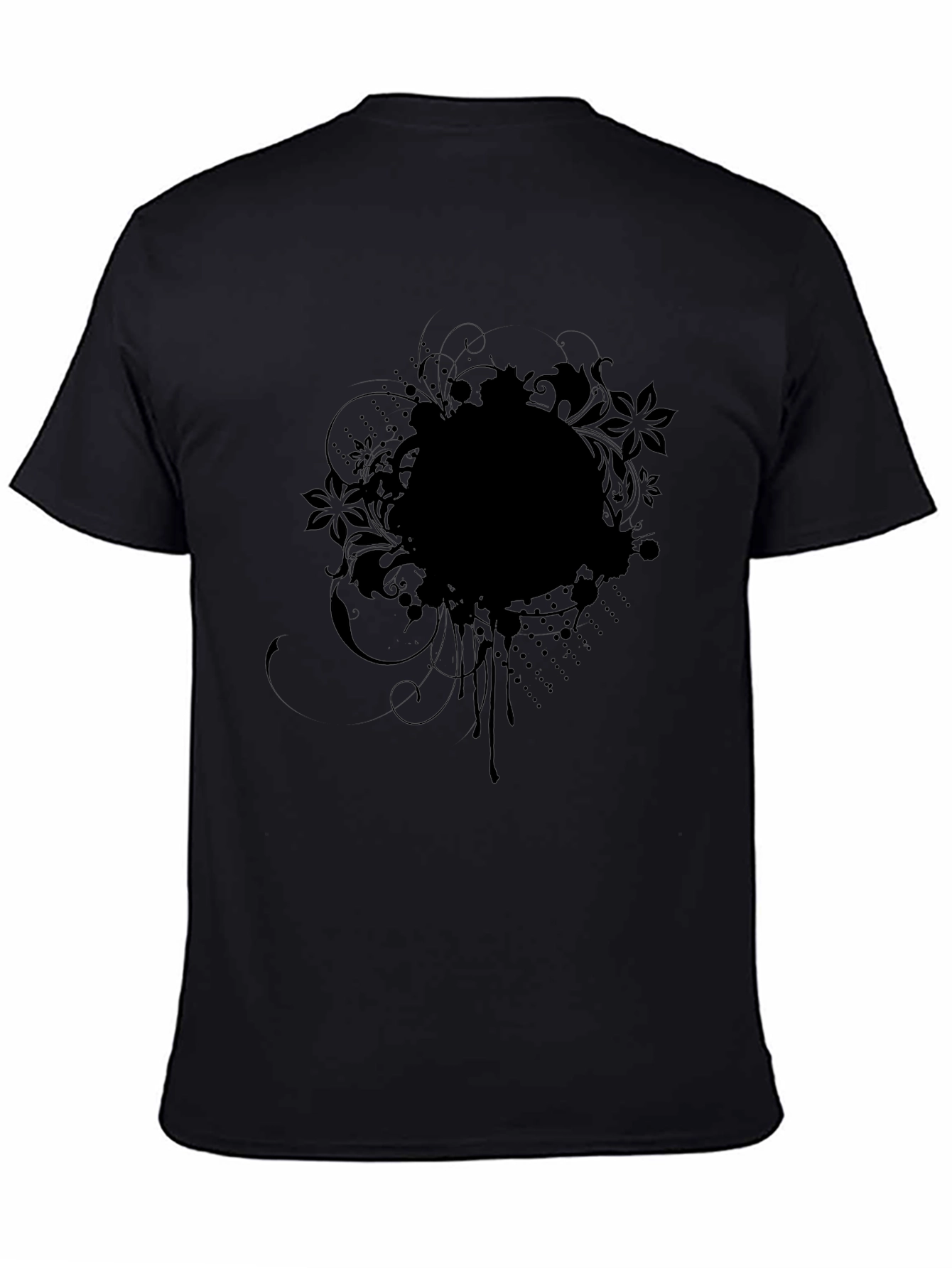 Mens Black Floral Graphic Print T-Shirt