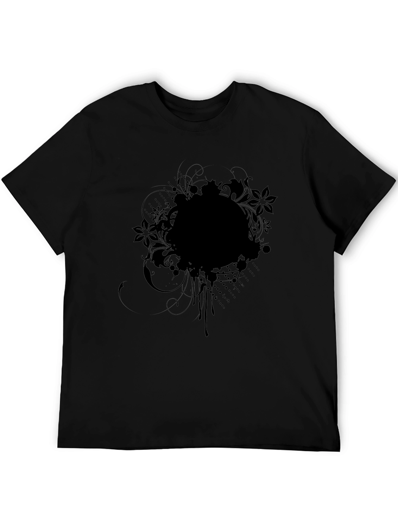 Mens Black Floral Graphic Print T-Shirt