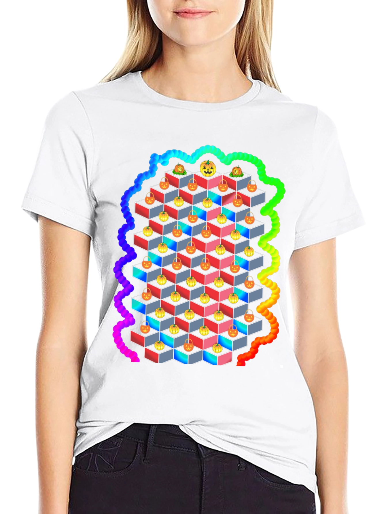 Halloween Pumpkin Cube T-Shirt
