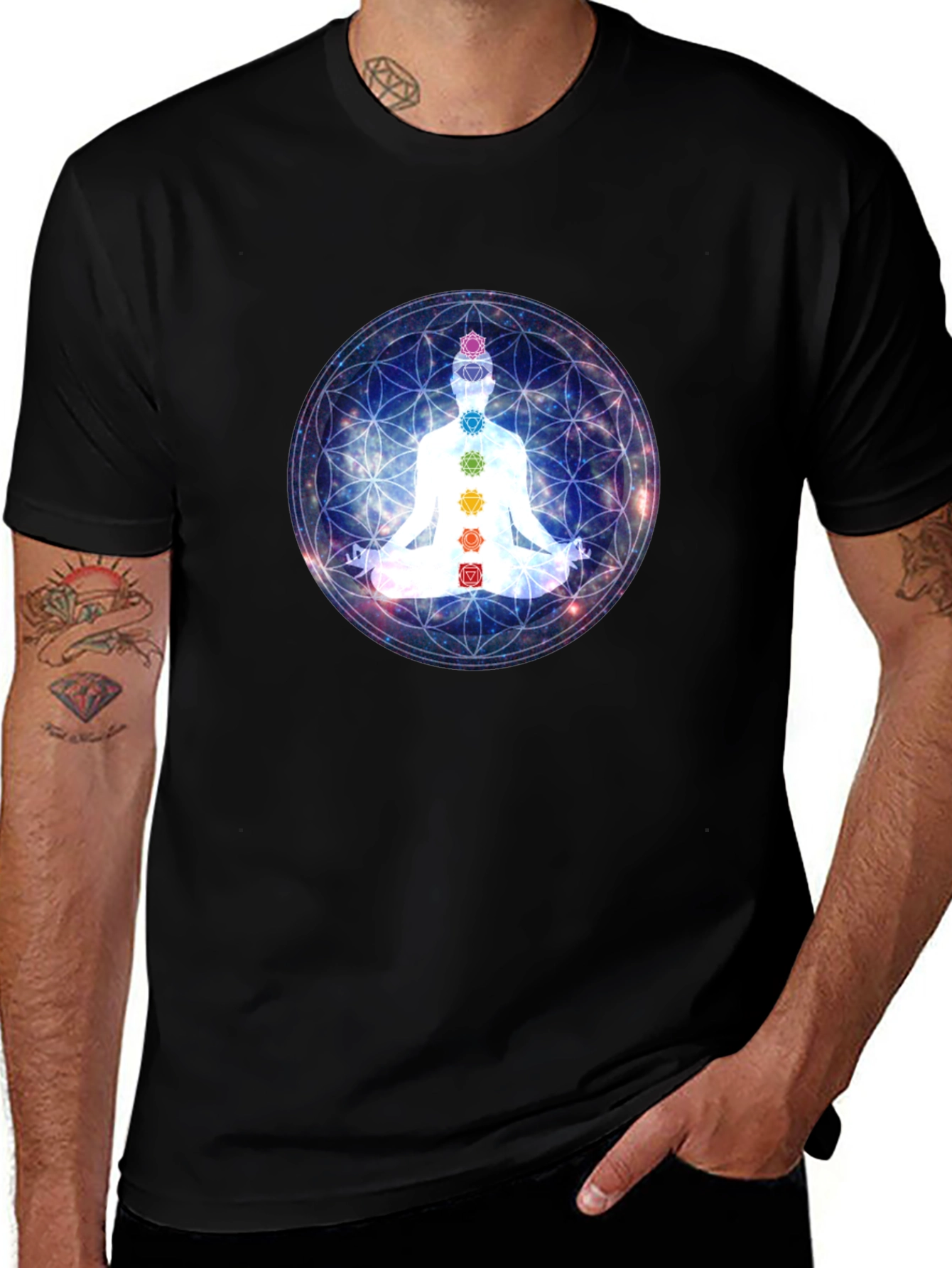 Chakra Meditation T-Shirt - Black Yoga Tee