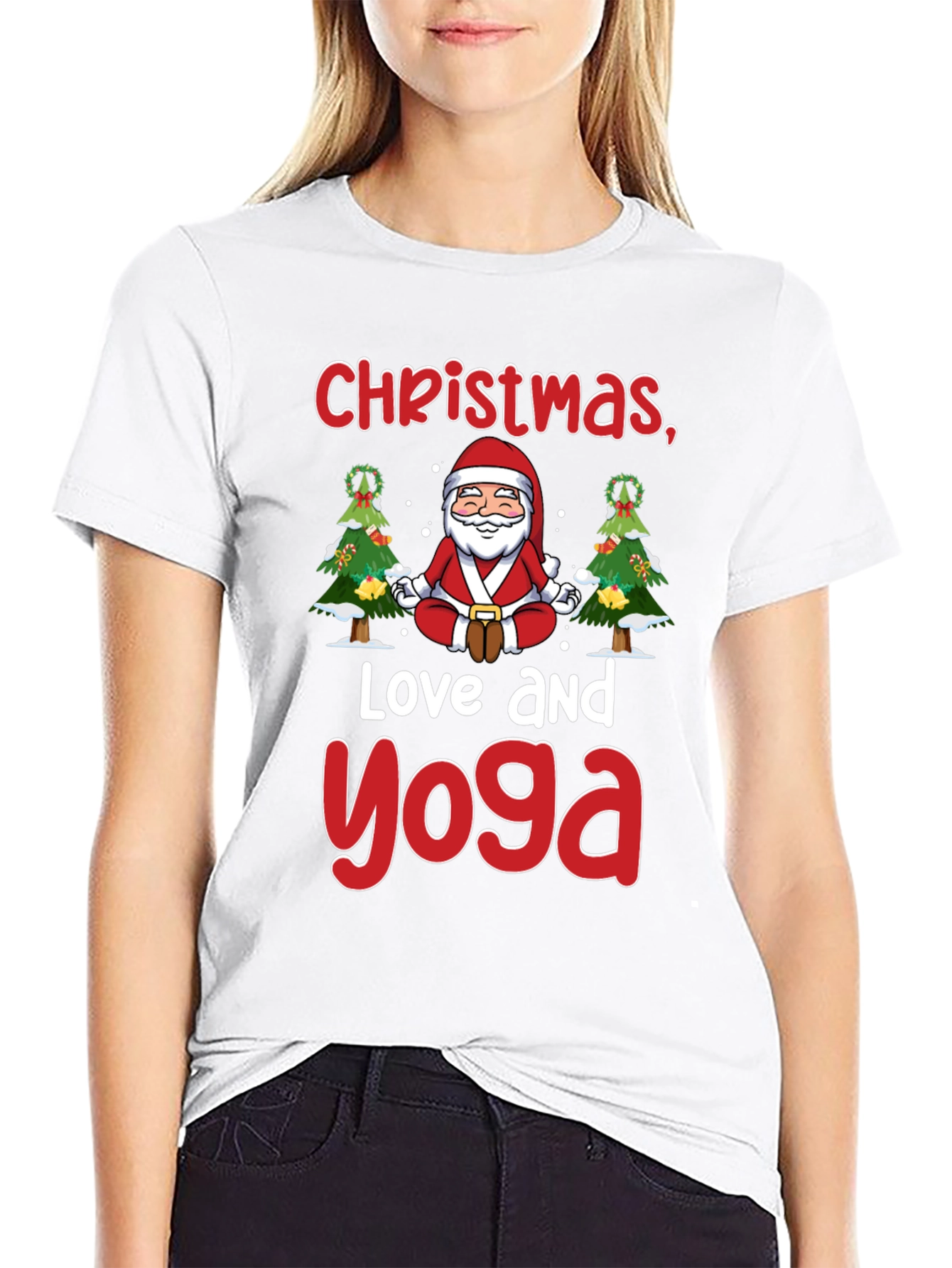 Christmas Love Yoga T-Shirt Holiday Santa Meditation