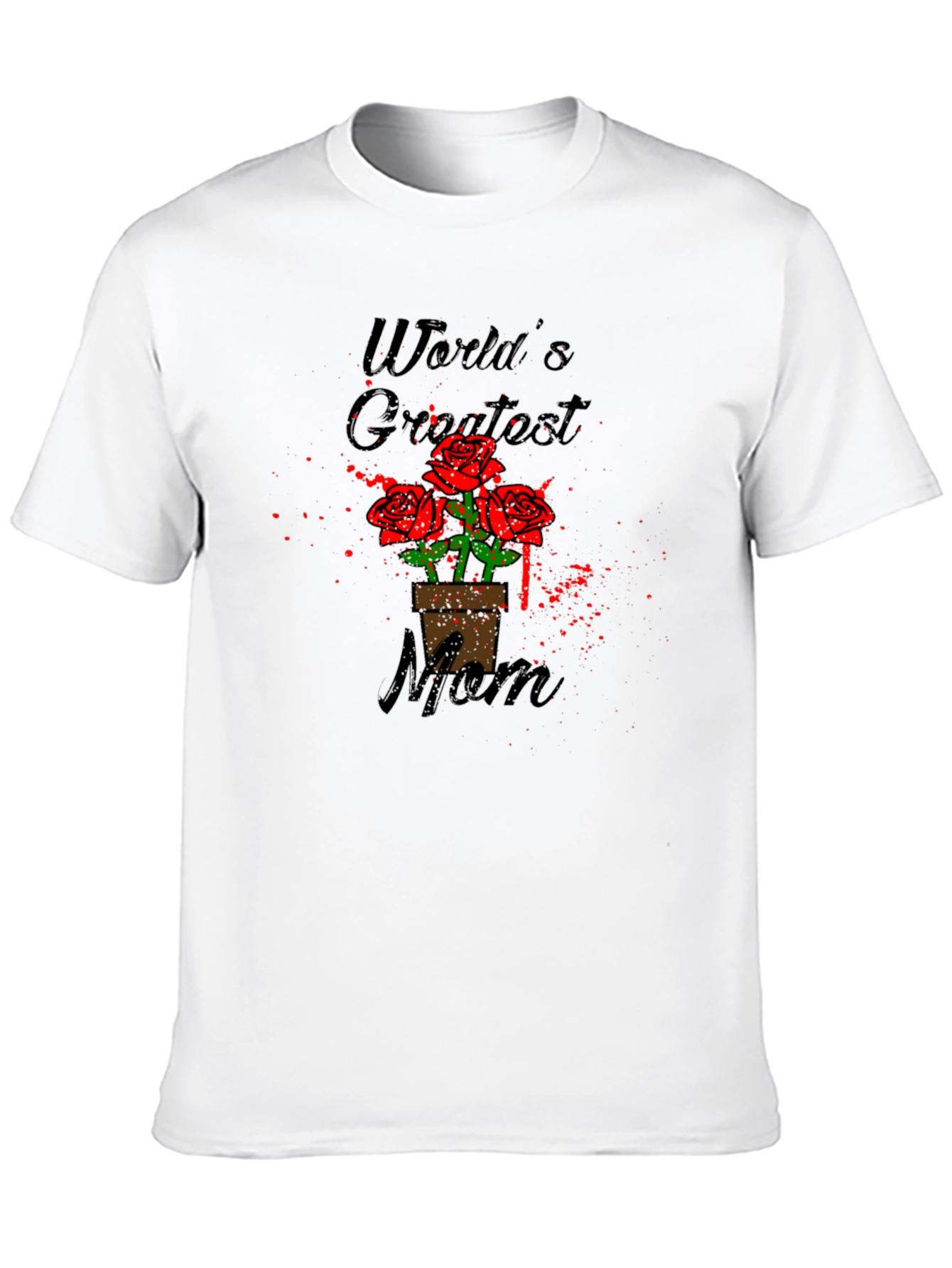Worlds Greatest Mom Rose T-Shirt - Black