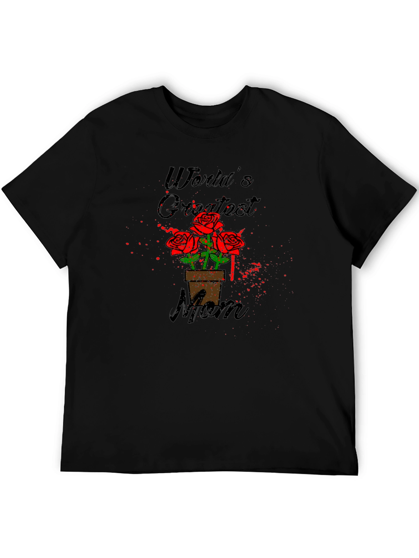 Worlds Greatest Mom Rose T-Shirt - Black