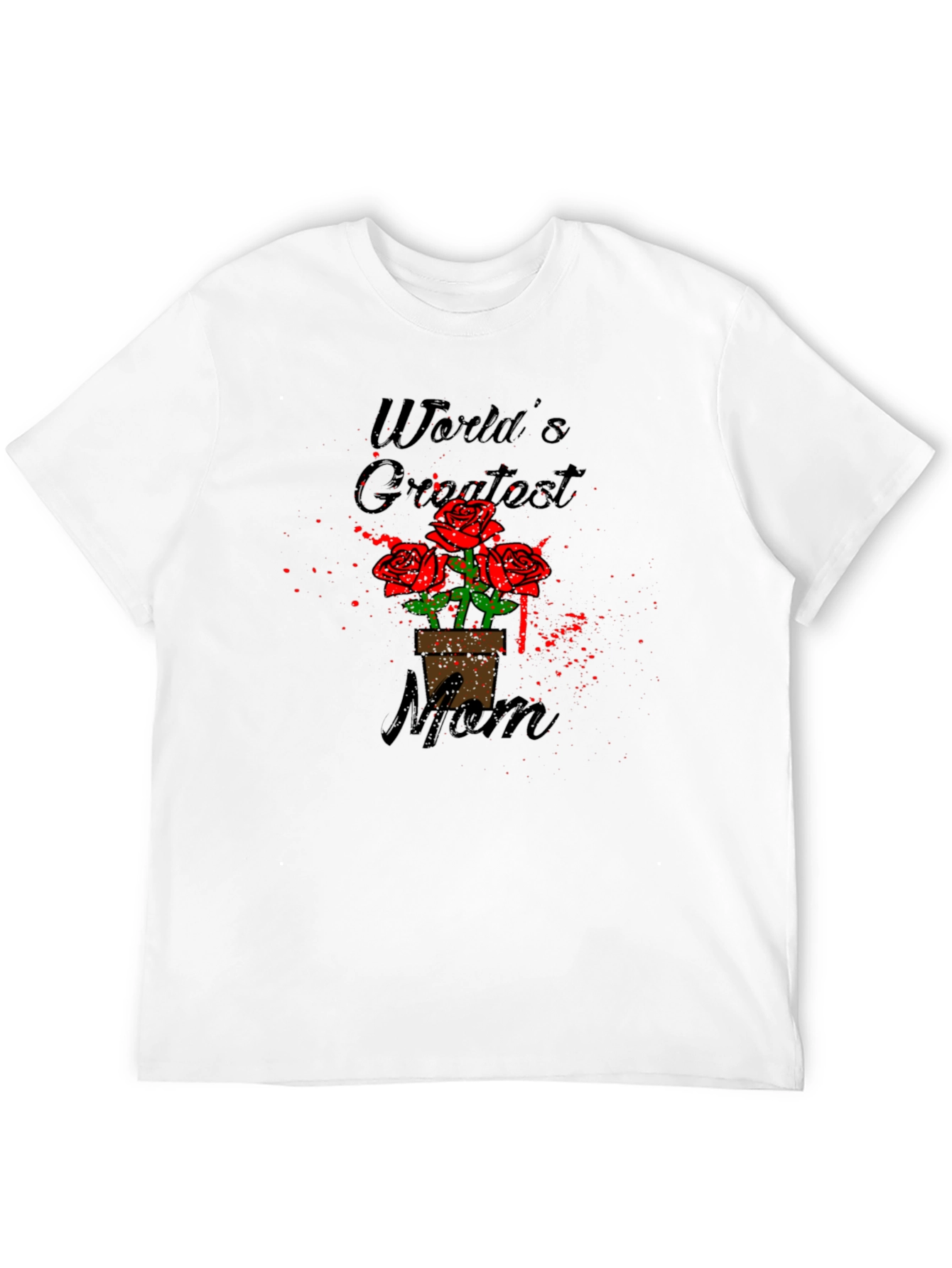 Worlds Greatest Mom Rose T-Shirt - Black