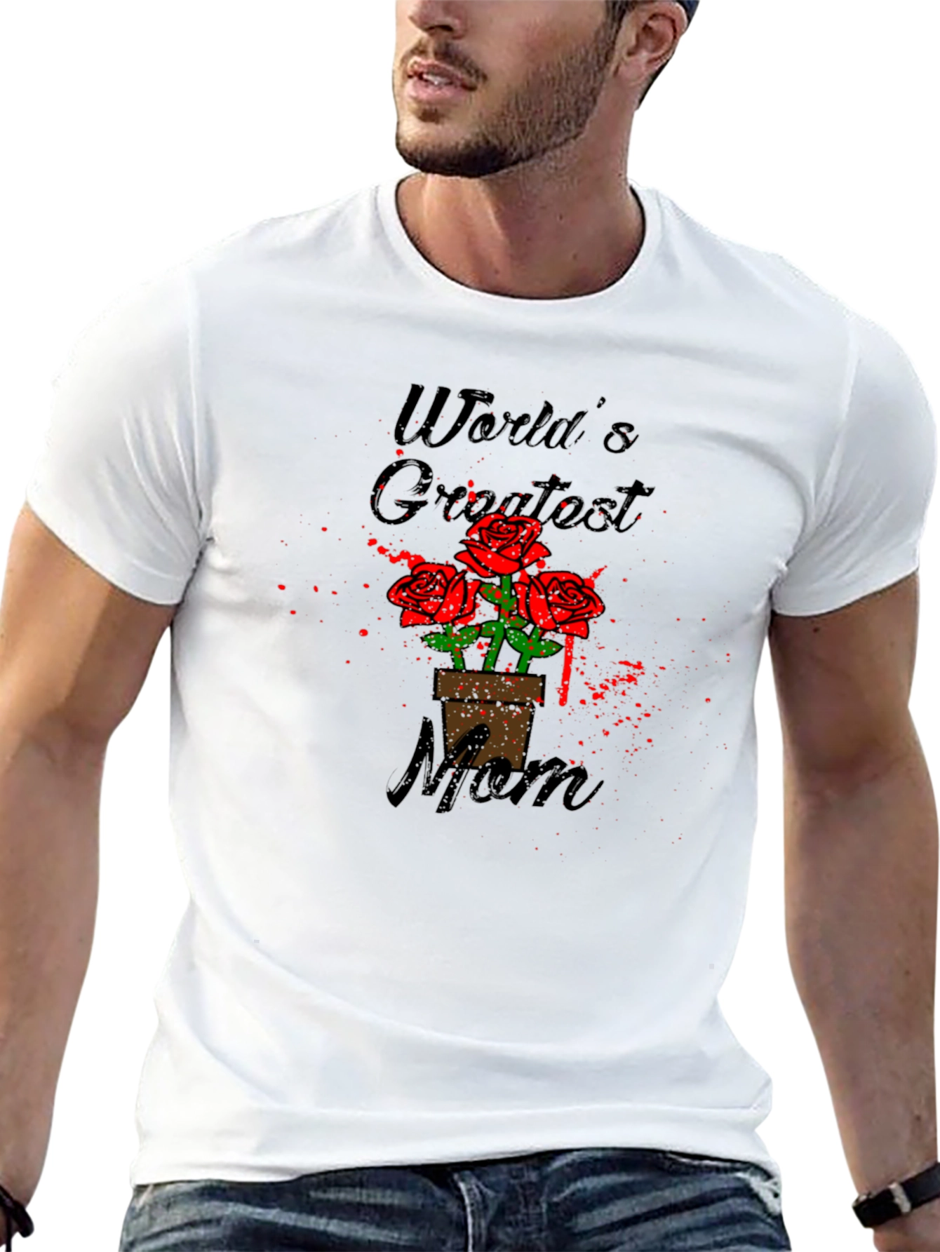 Worlds Greatest Mom Rose T-Shirt - Black
