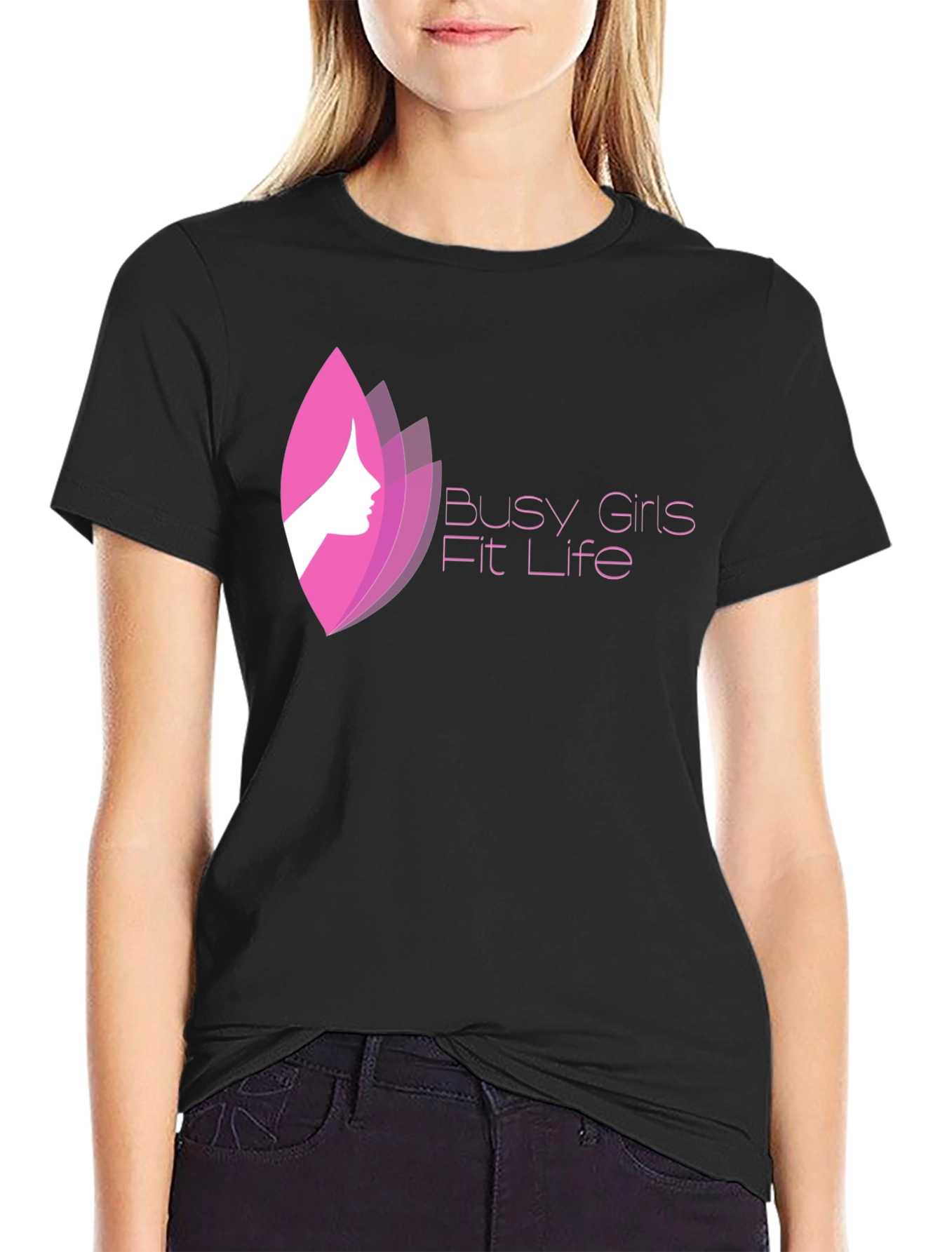 Busy Girls Fit Life Black Graphic Tee