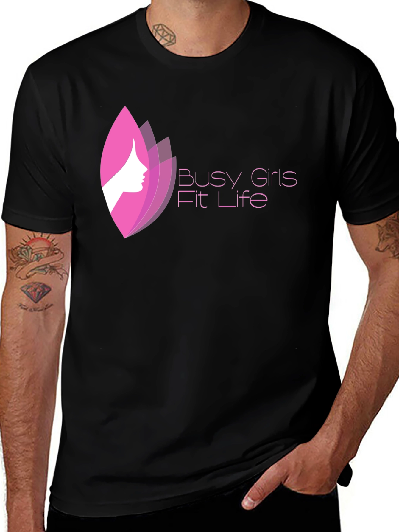 Busy Girls Fit Life Black Graphic Tee