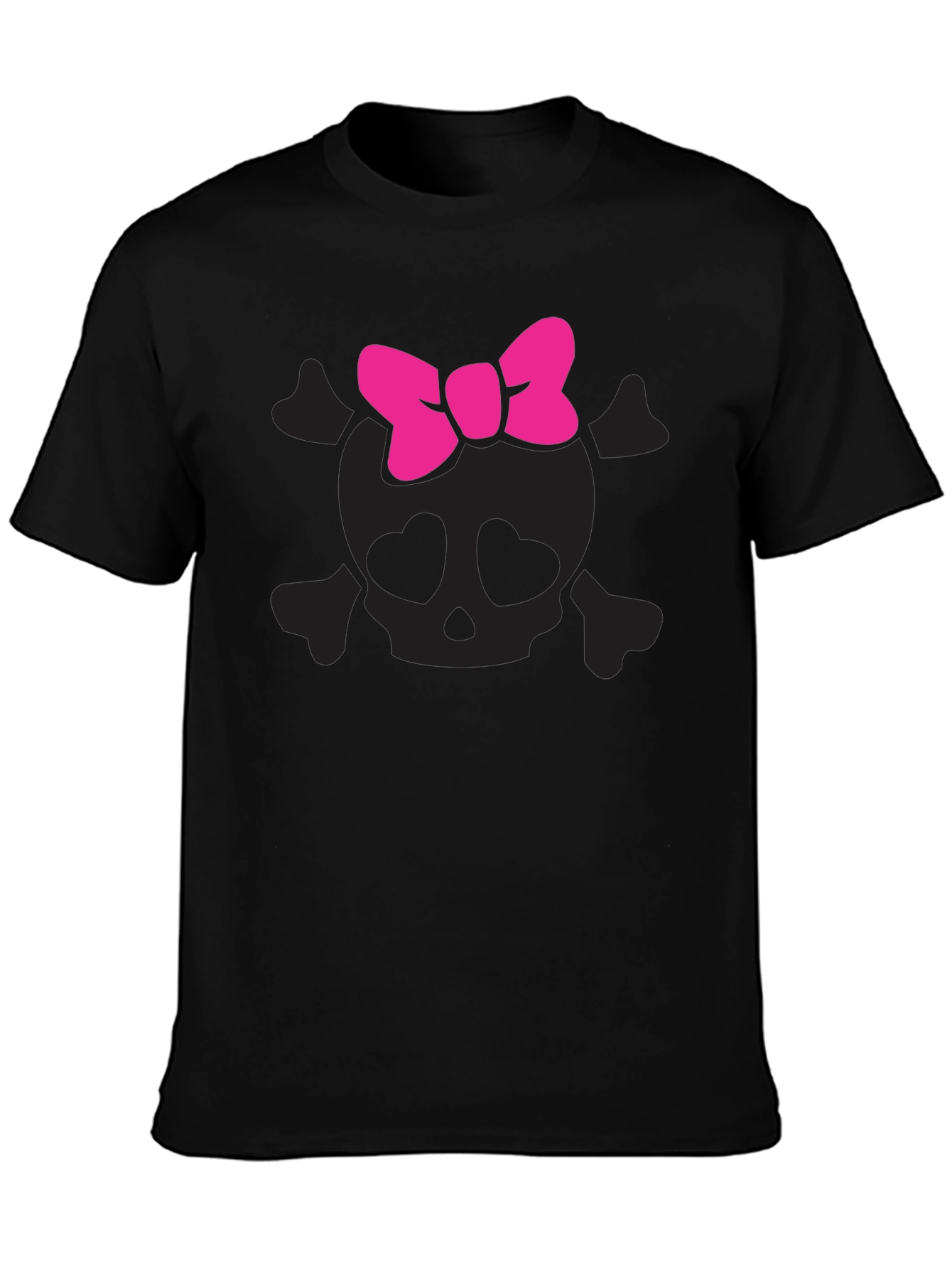 Skull and Bow Graphic Tee - Black