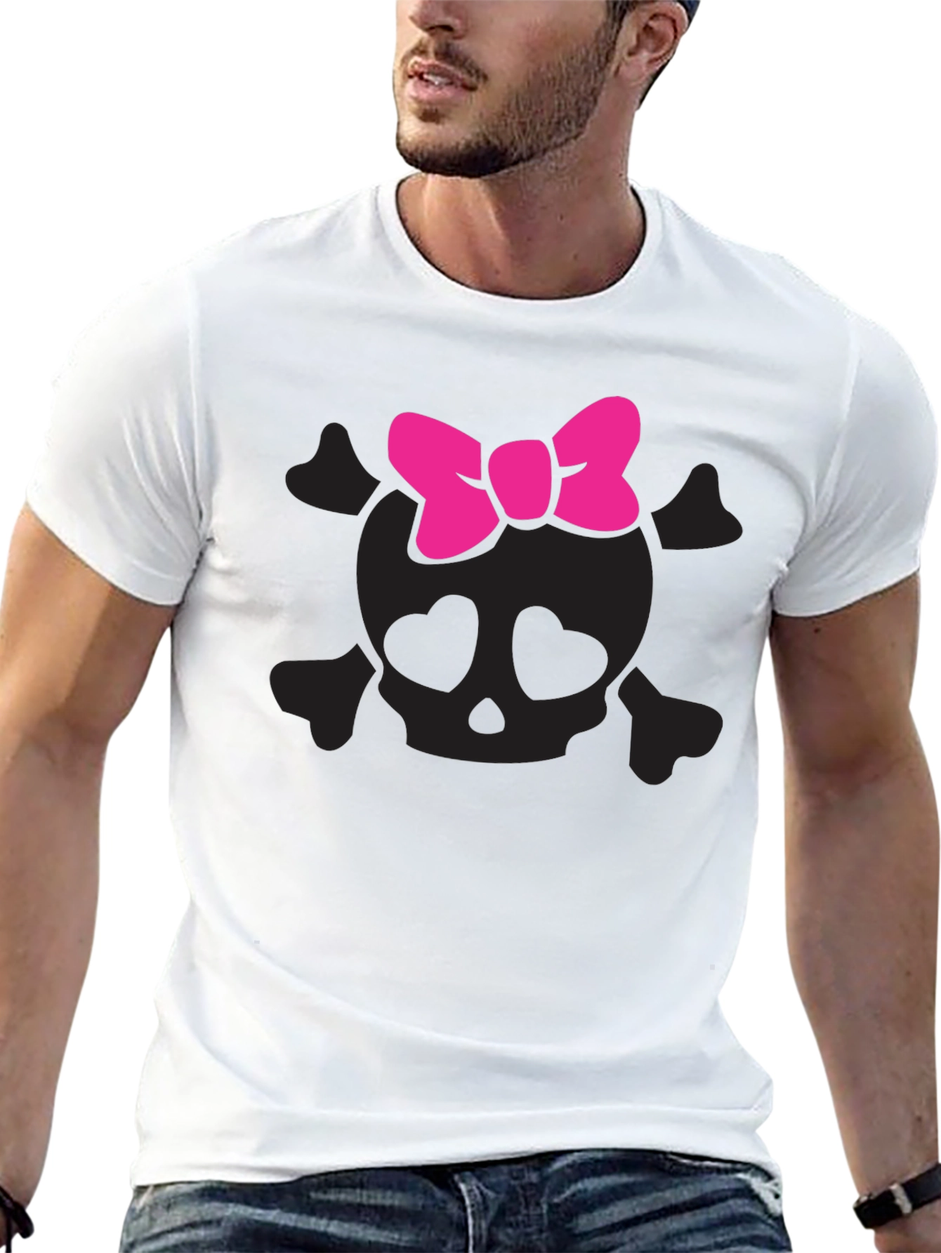Skull and Bow Graphic Tee - Black