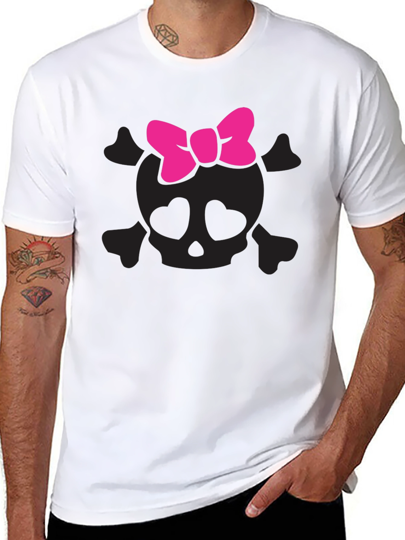 Skull and Bow Graphic Tee - Black
