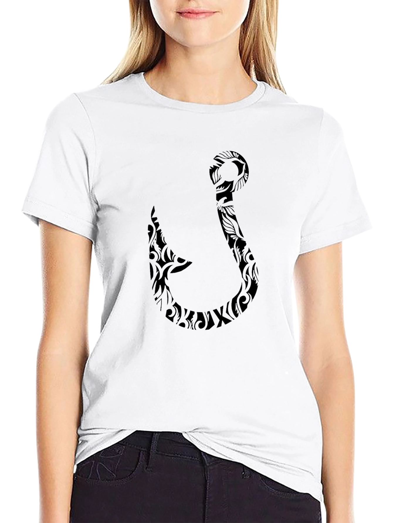 Tribal Hook Graphic Black T-Shirt
