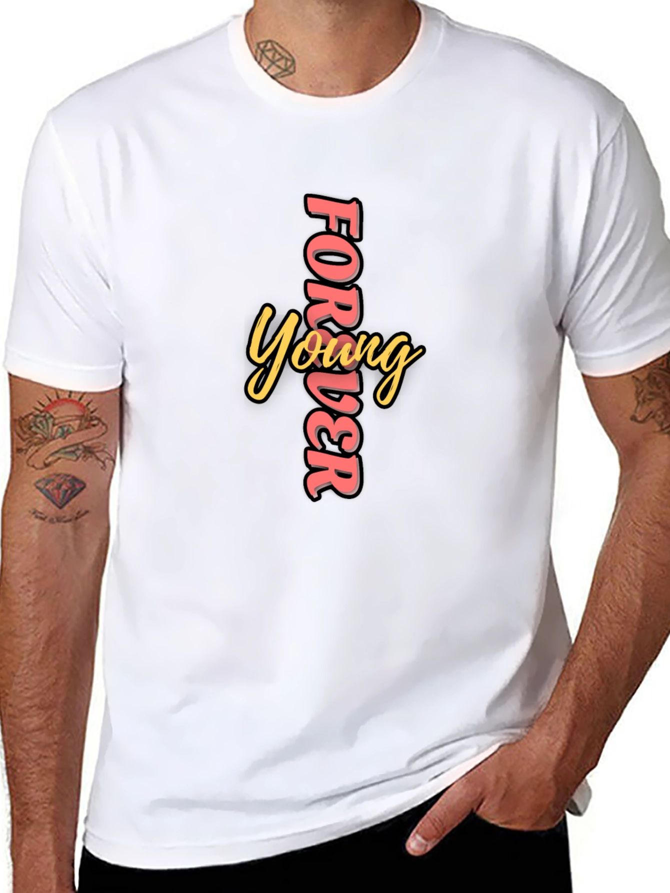 Forever Young Black Graphic Tee