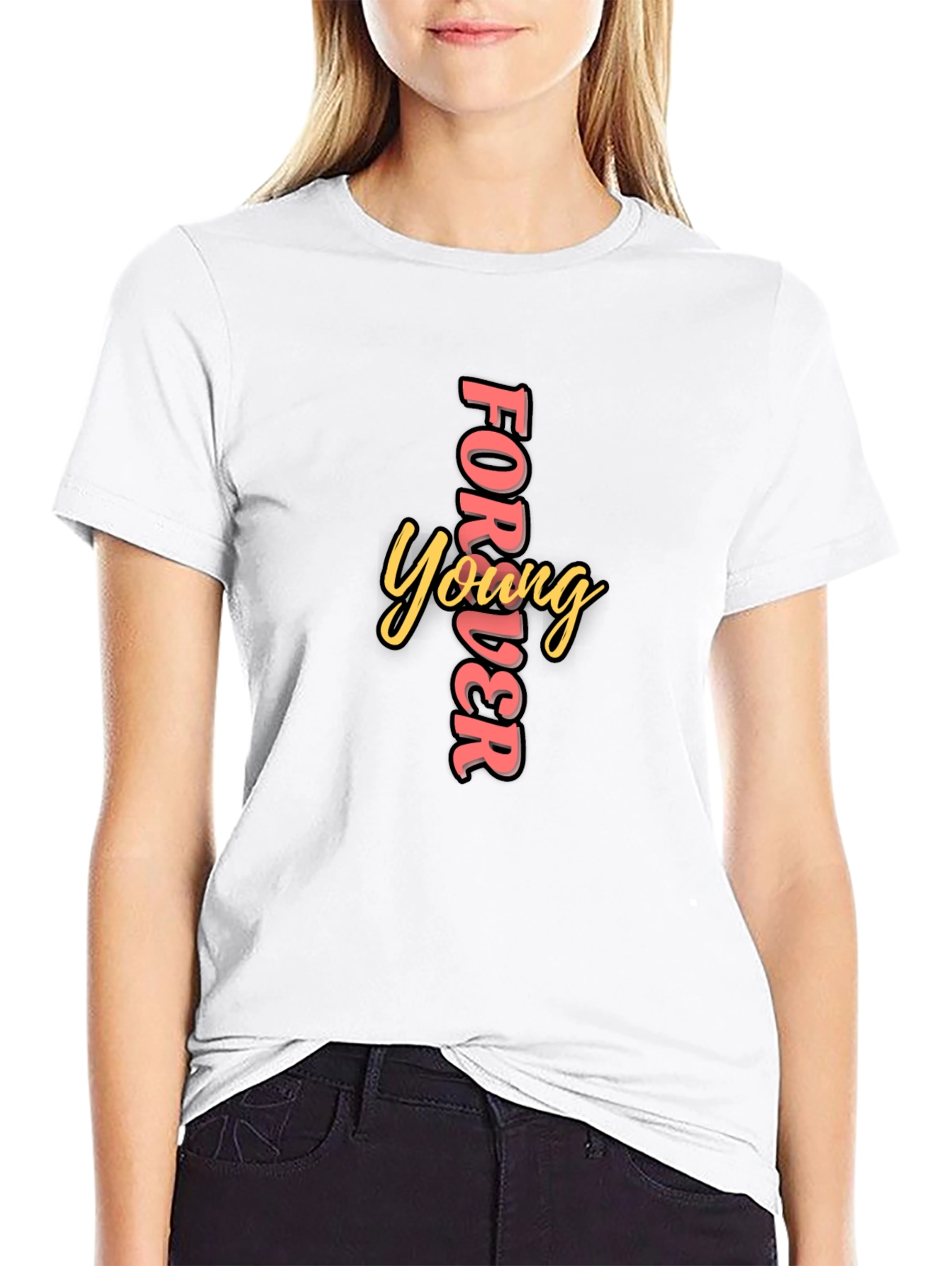Forever Young Black Graphic Tee