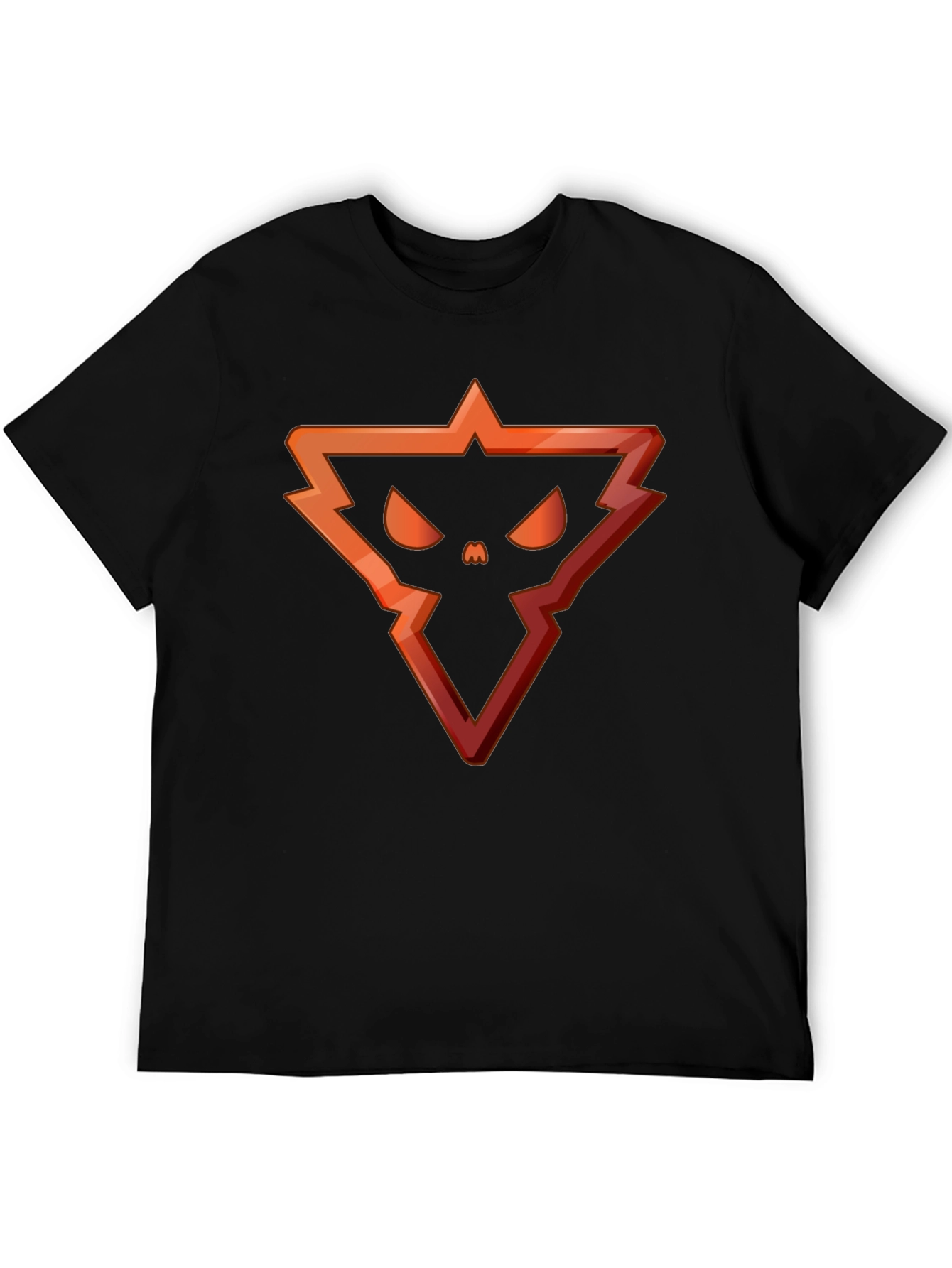Edgy Triangle Skull Graphic Tee - Black Cotton Blend