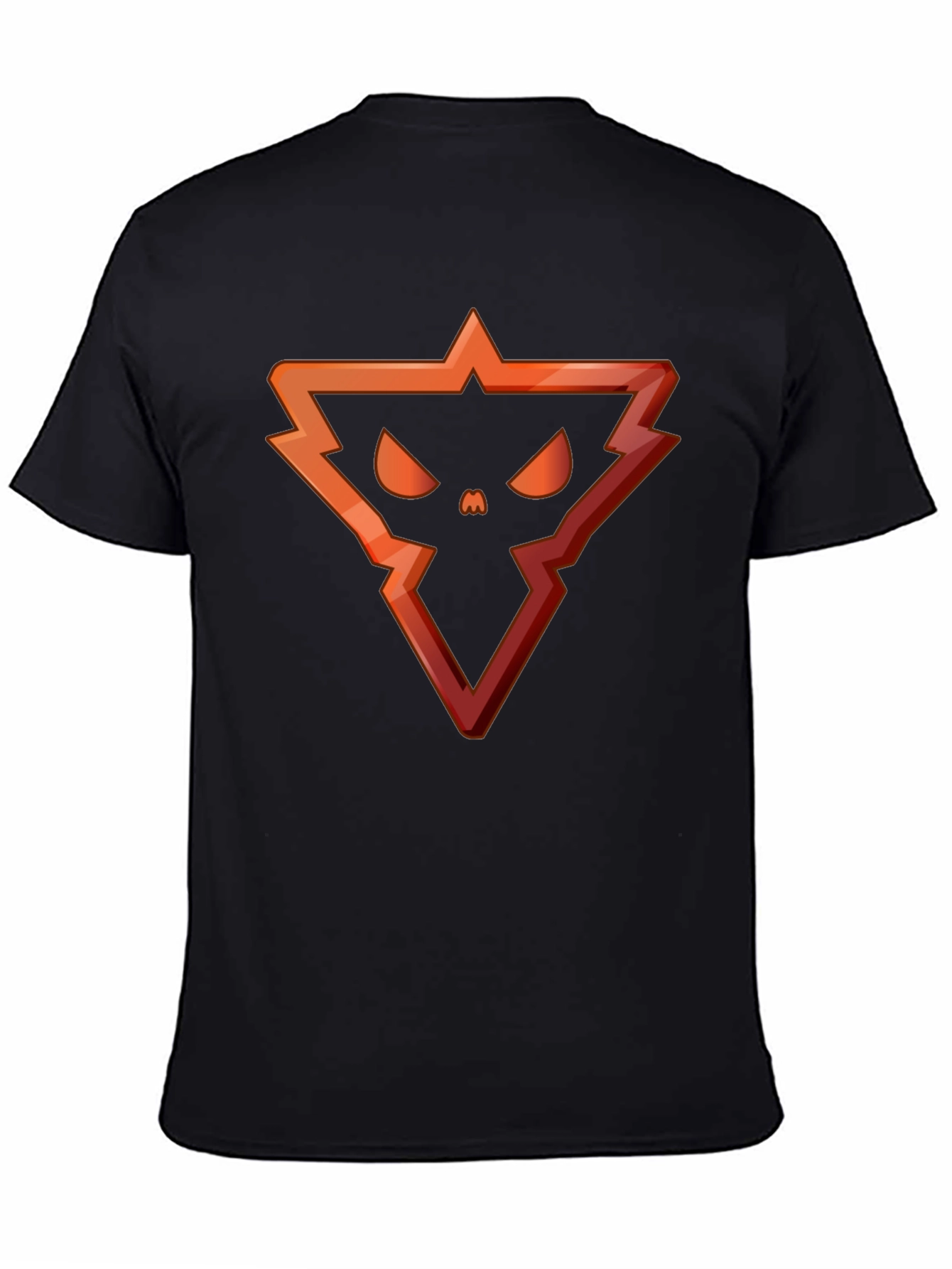 Edgy Triangle Skull Graphic Tee - Black Cotton Blend