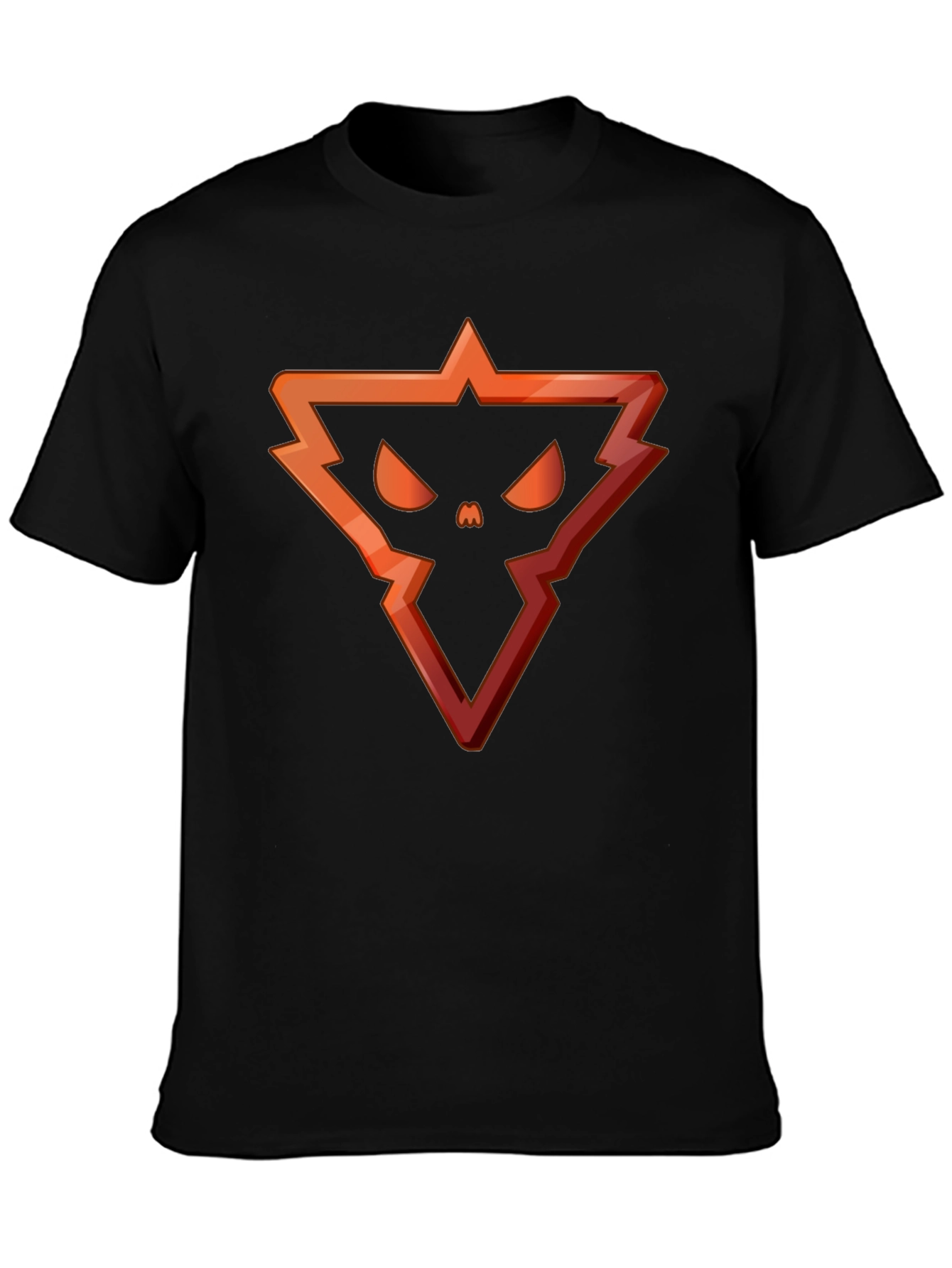 Edgy Triangle Skull Graphic Tee - Black Cotton Blend