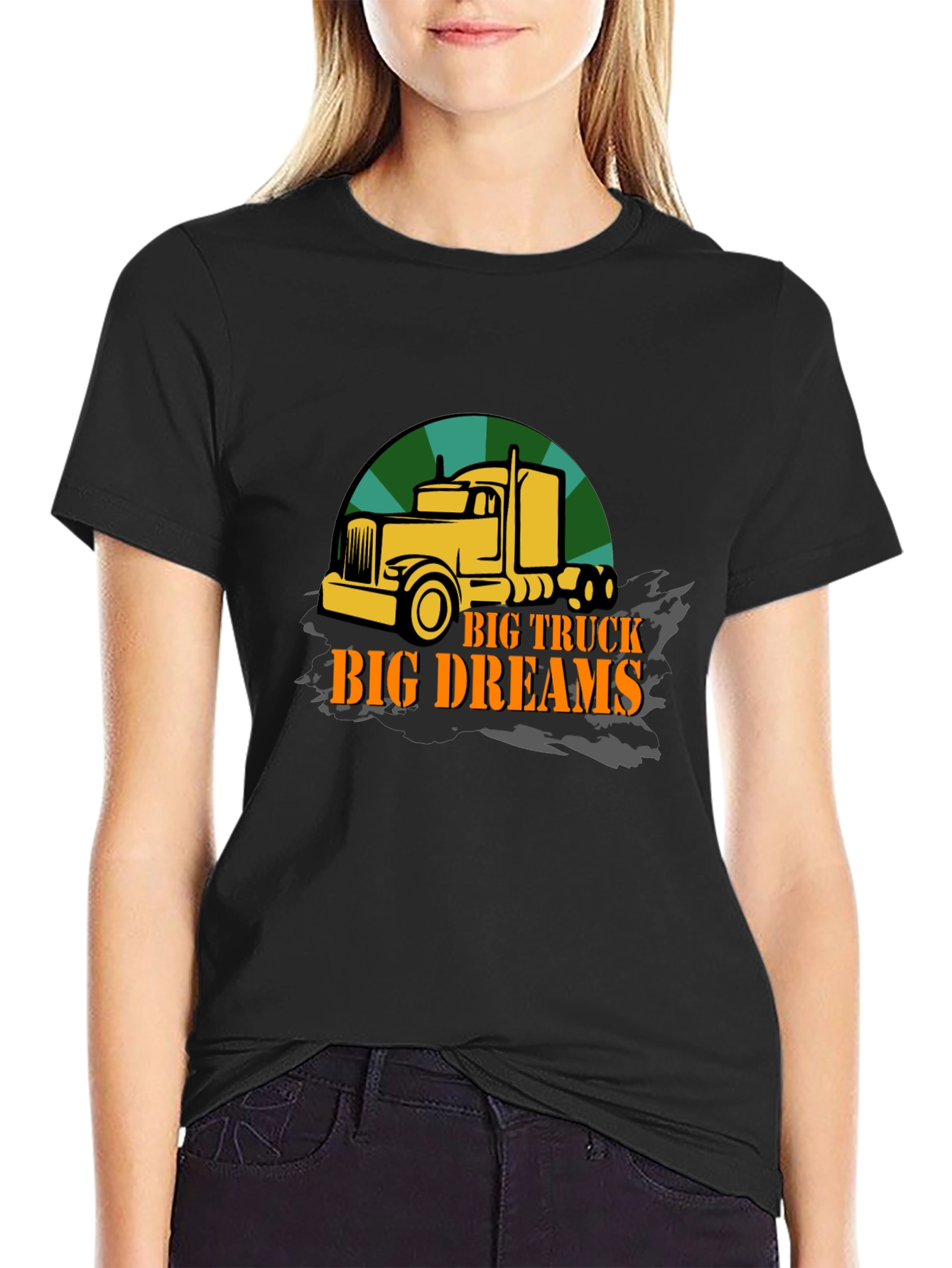 Big Truck Big Dreams Black Graphic T-Shirt