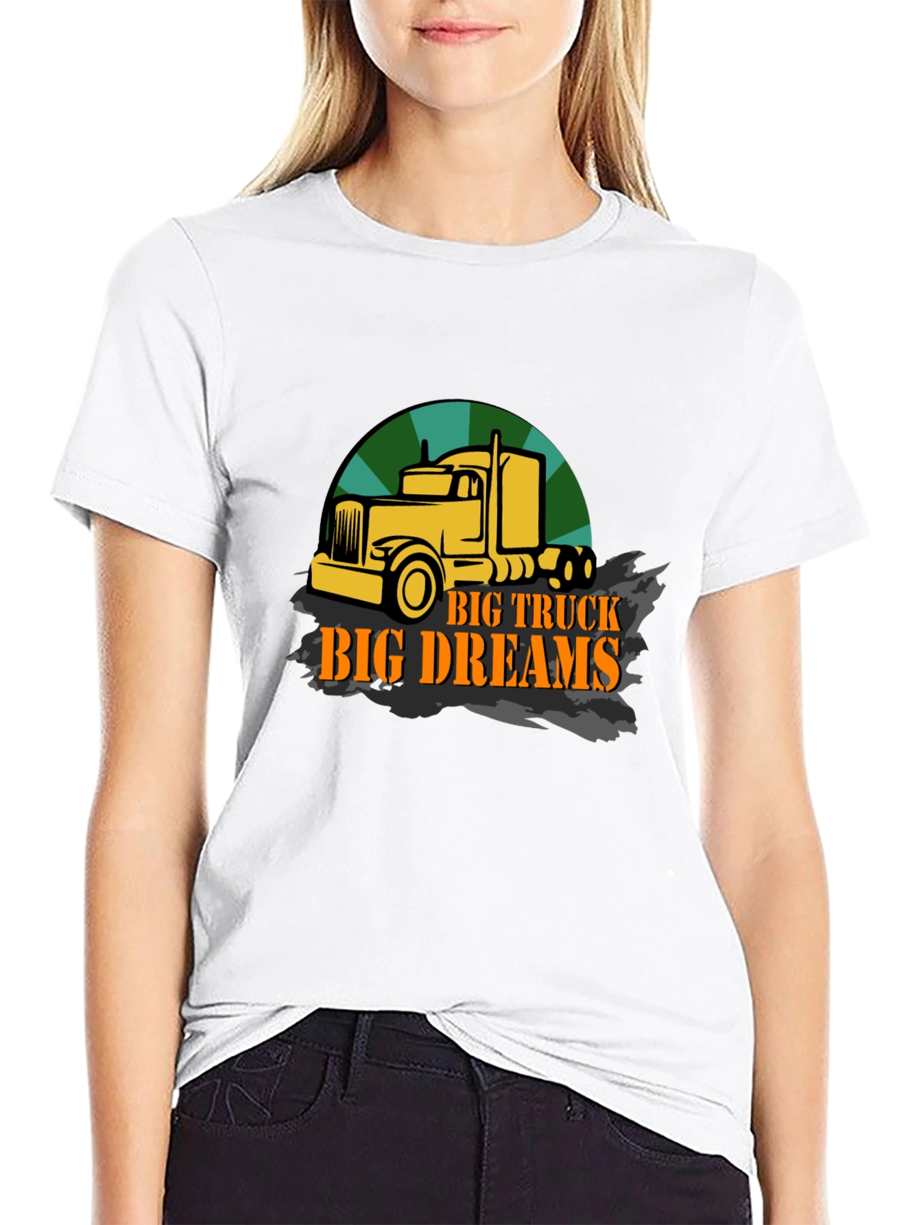 Big Truck Big Dreams Black Graphic T-Shirt
