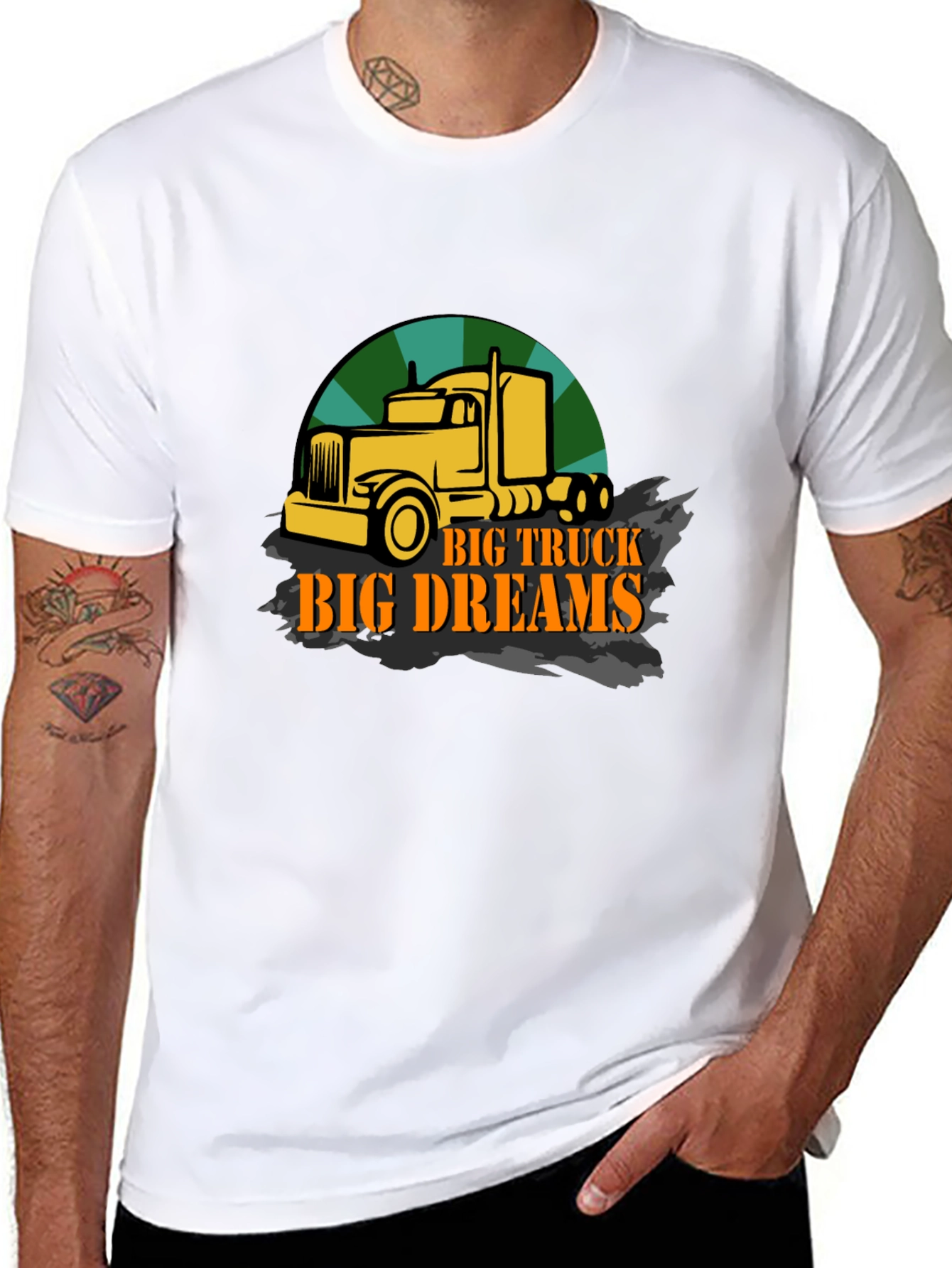 Big Truck Big Dreams Black Graphic T-Shirt