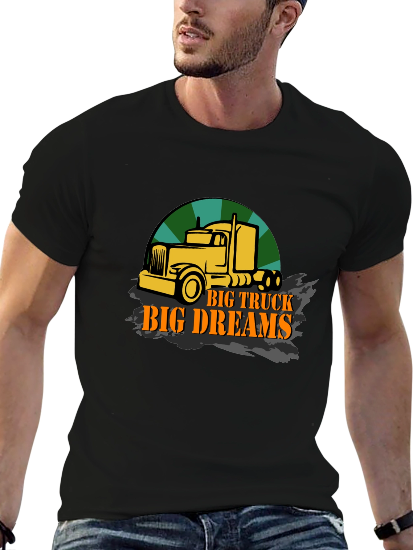 Big Truck Big Dreams Black Graphic T-Shirt