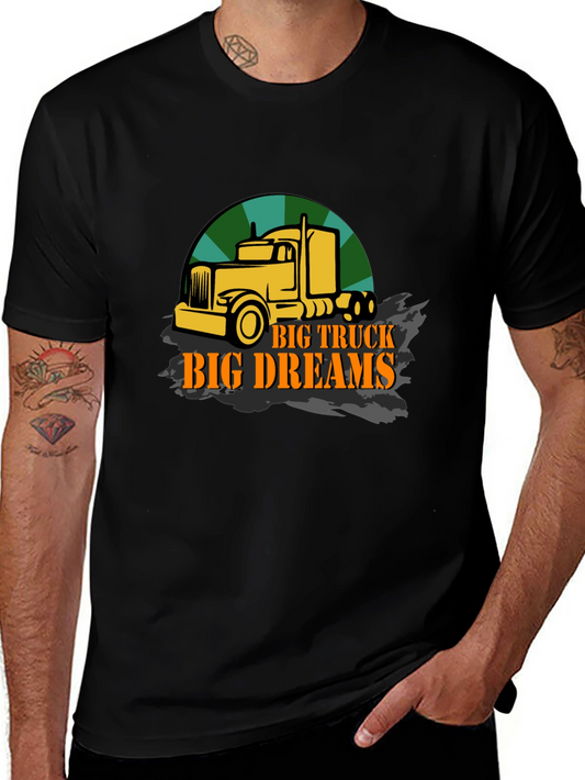 Big Truck Big Dreams Black Graphic T-Shirt