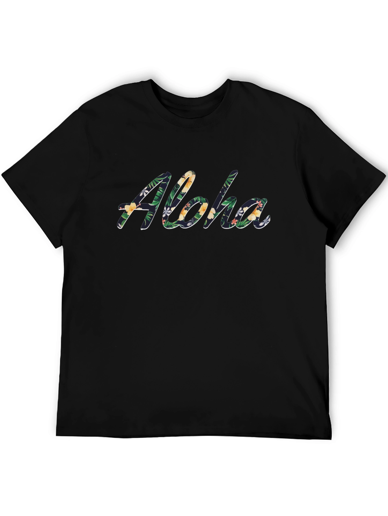 Tropical Aloha Black T-Shirt