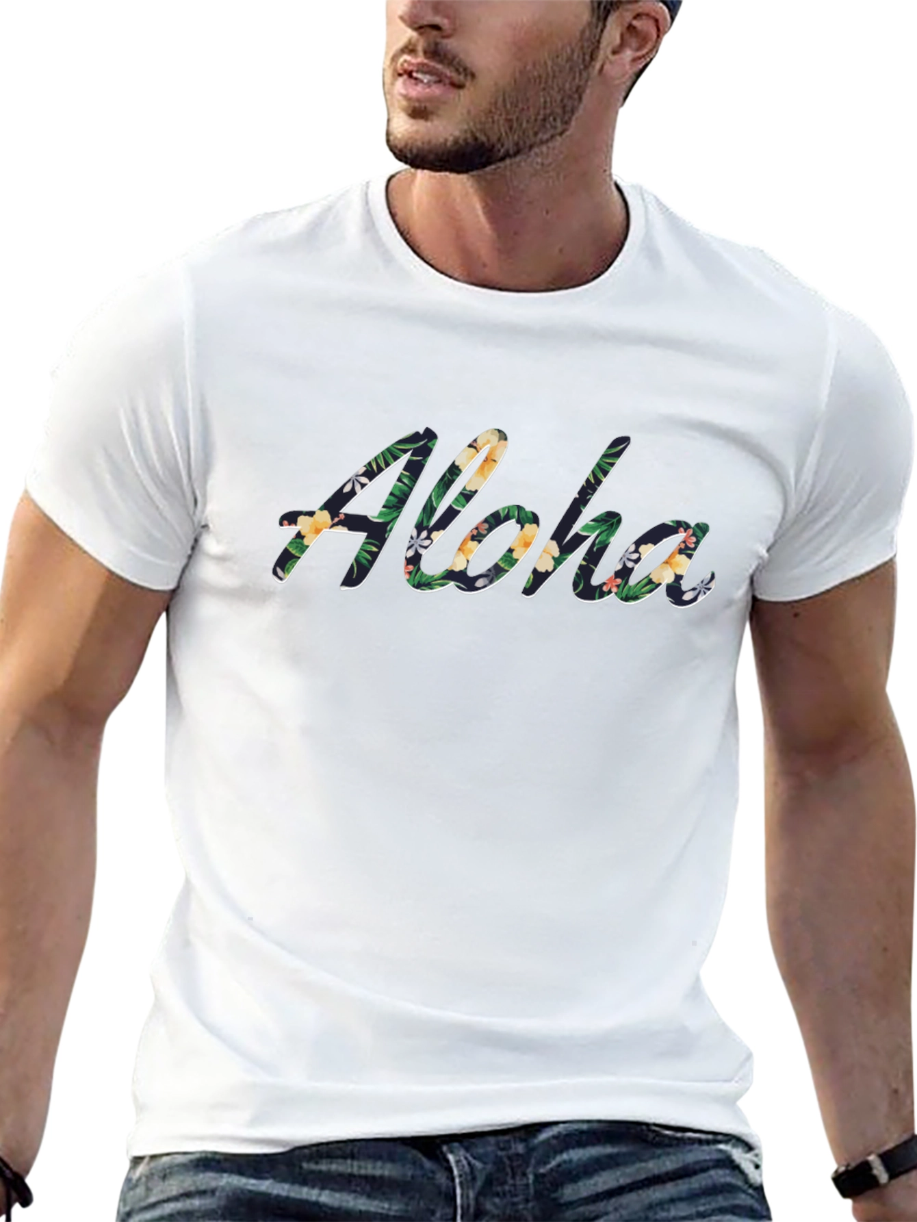 Tropical Aloha Black T-Shirt