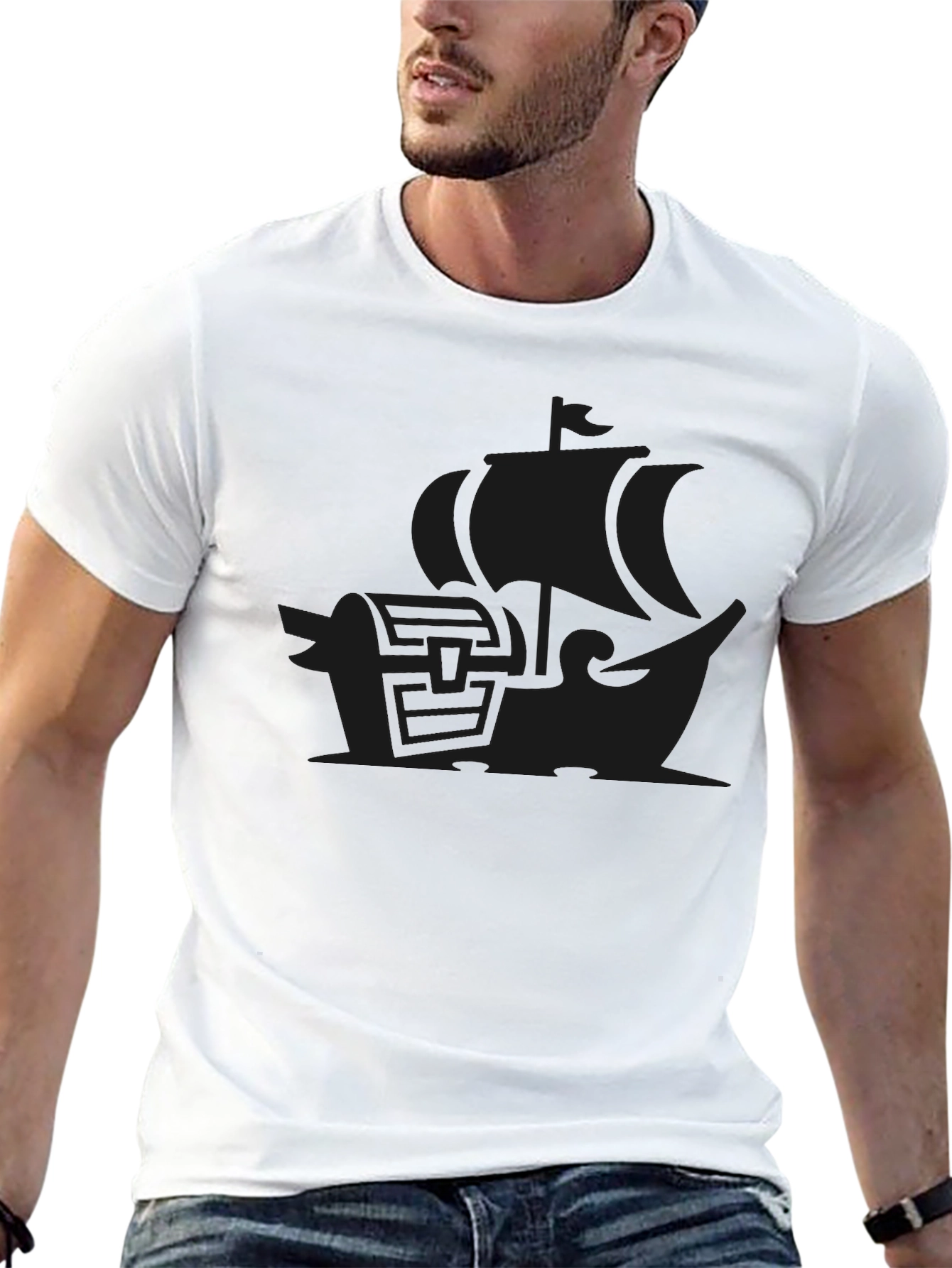Black Ship Graphic Mens T-Shirt