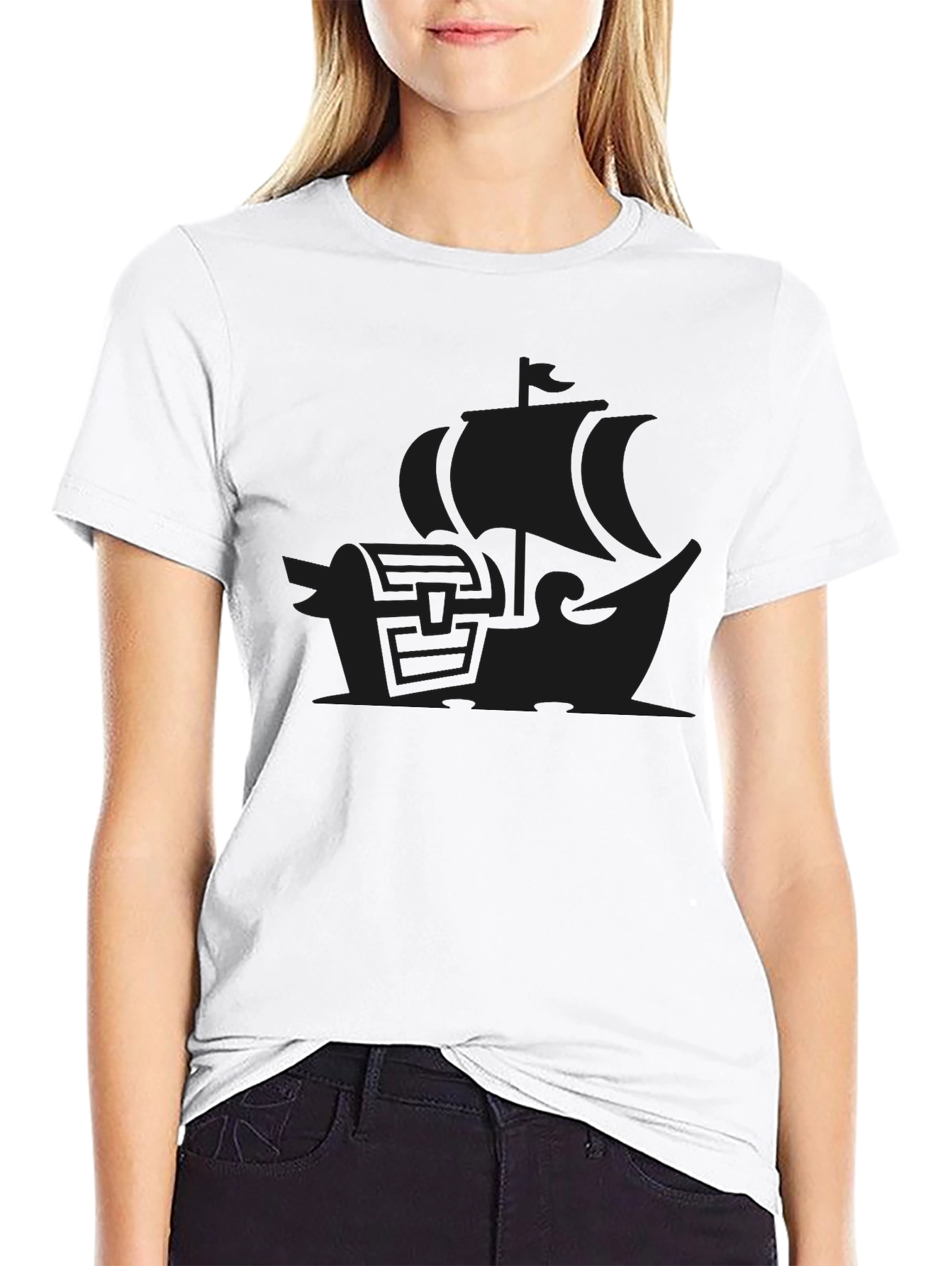 Black Ship Graphic Mens T-Shirt