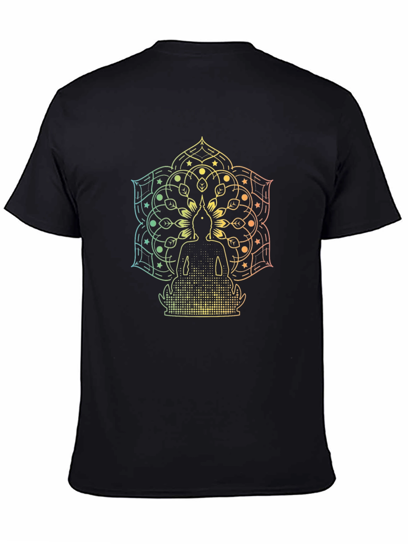 Buddha Mandala Graphic Black T-Shirt