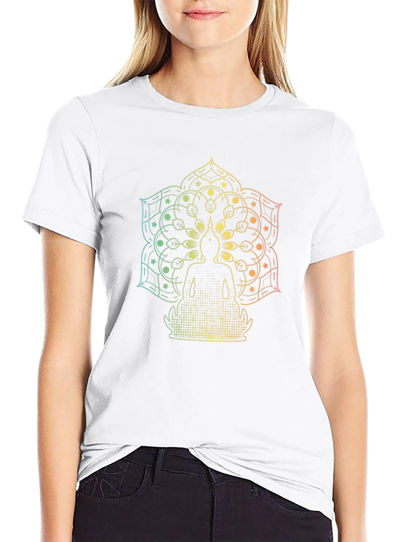 Buddha Mandala Graphic Black T-Shirt