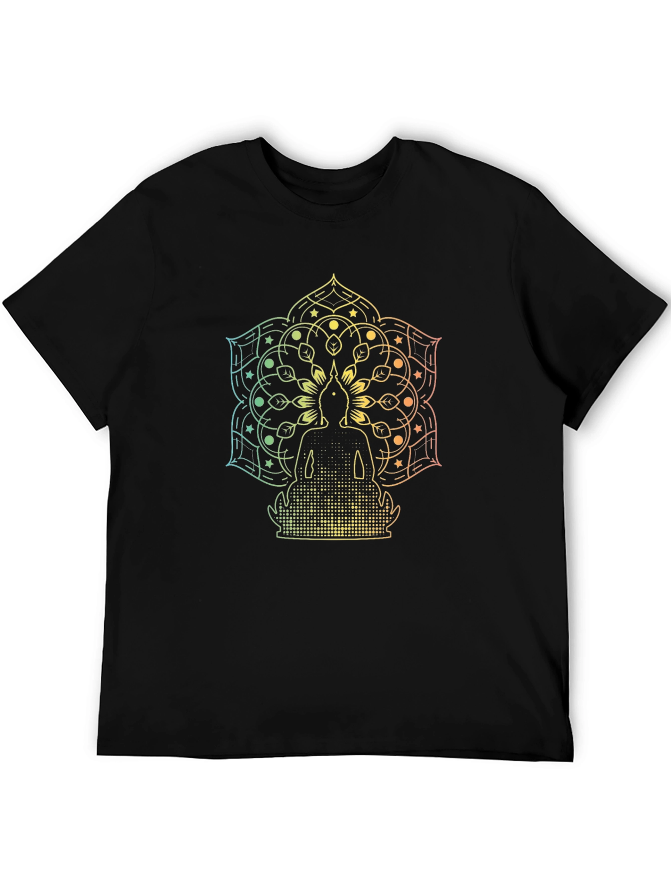 Buddha Mandala Graphic Black T-Shirt