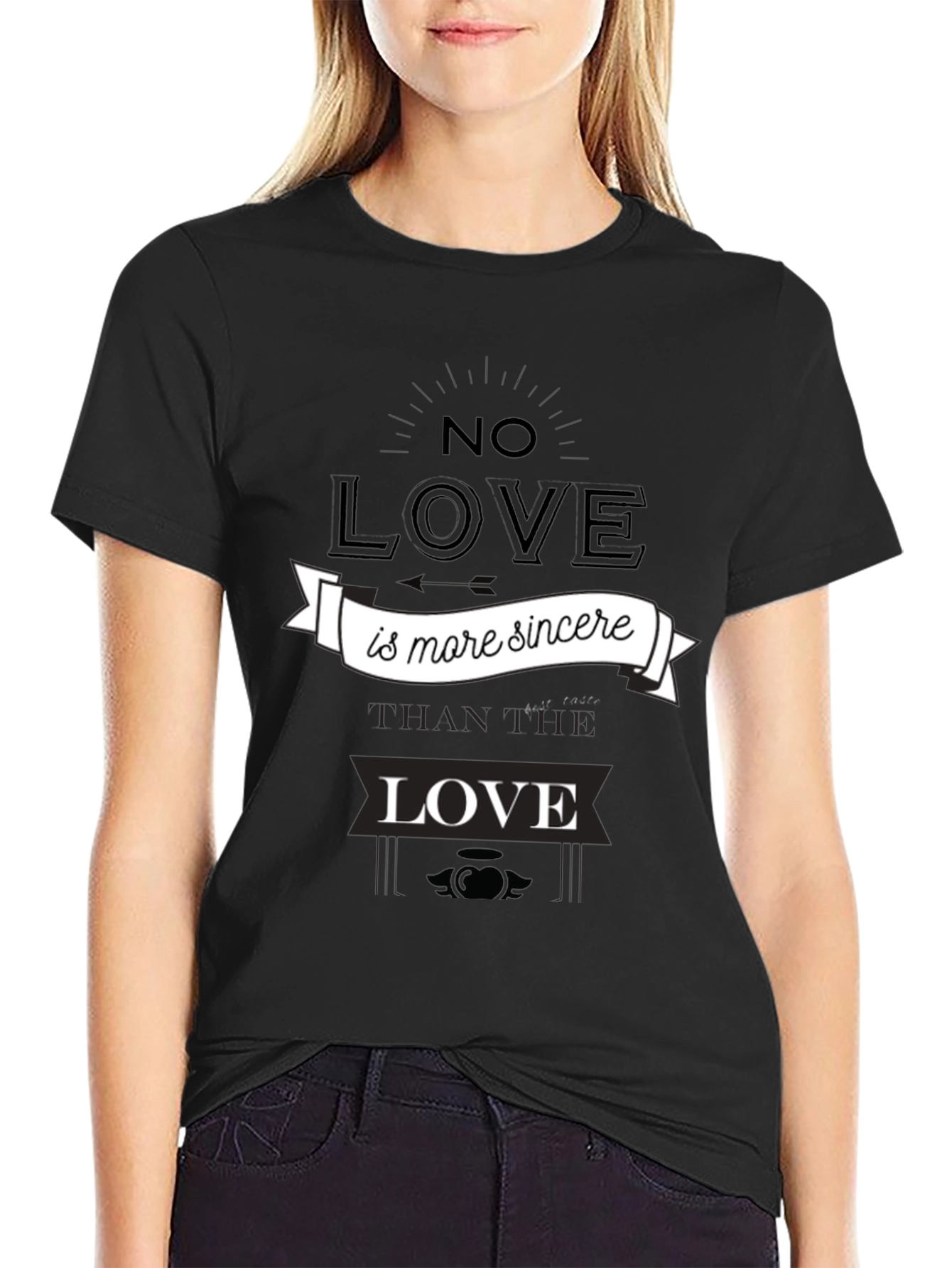 Sincere Love Graphic Tee - Black Cotton T-Shirt