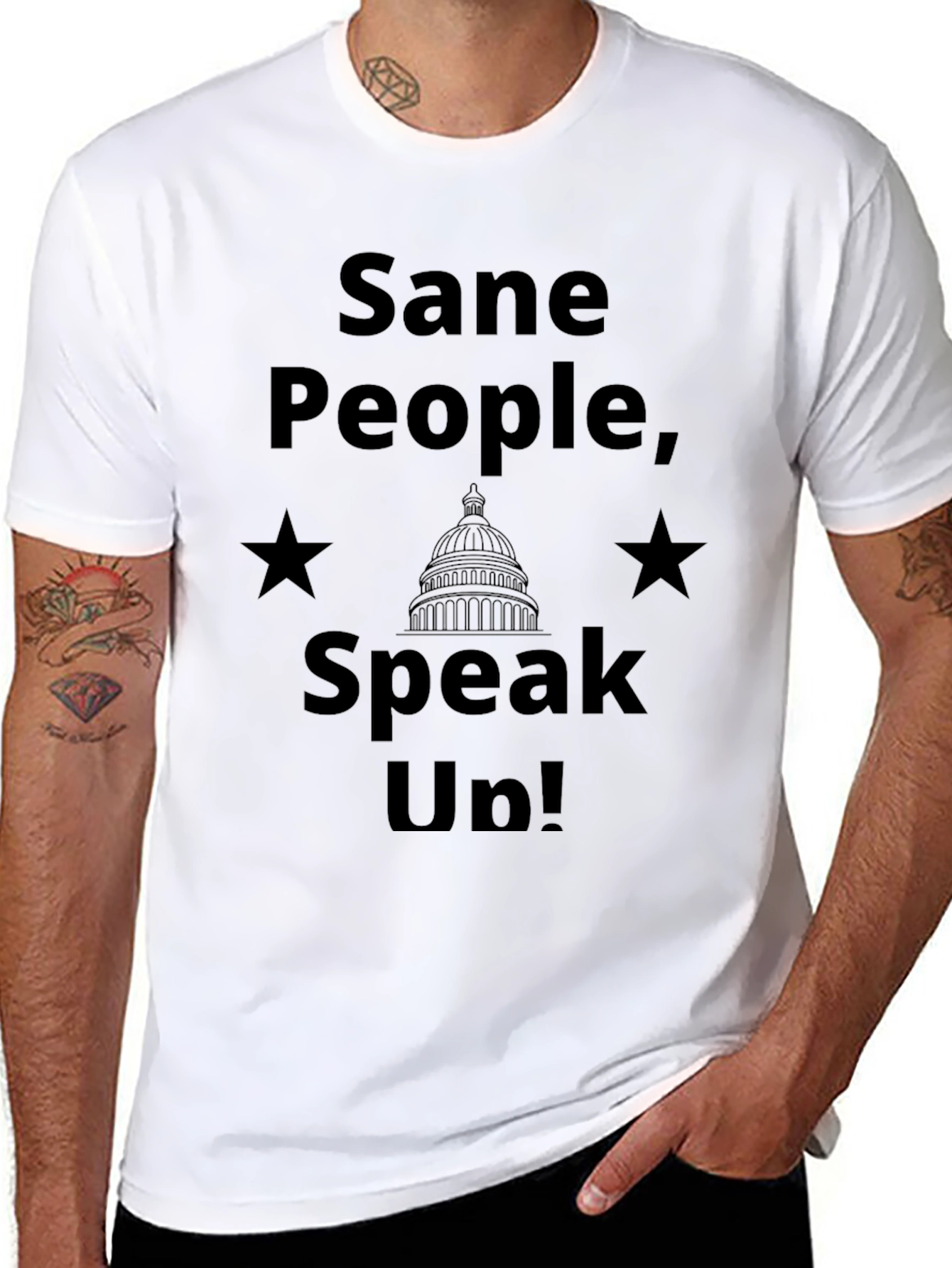 Sane People Speak Up Black Graphic Tee