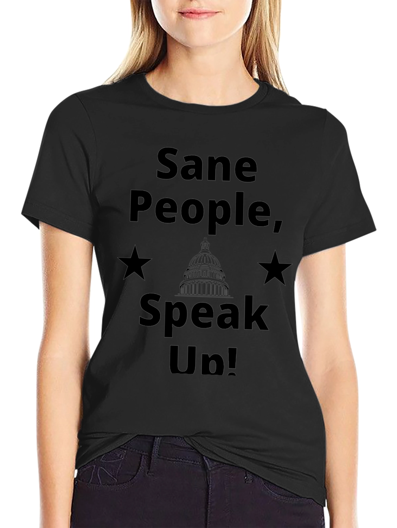 Sane People Speak Up Black Graphic Tee