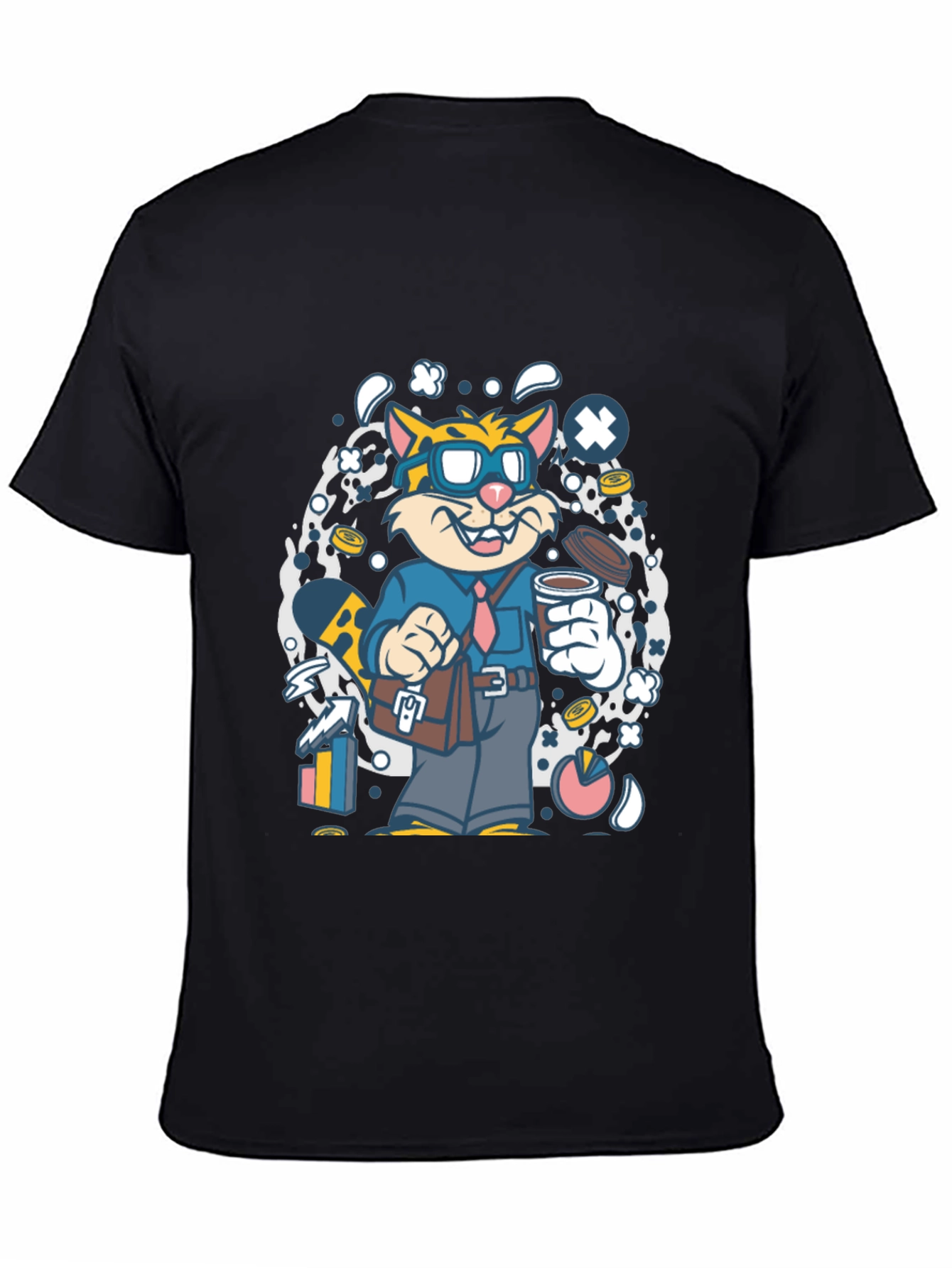 Cartoon Cat Businessman Graphic T-Shirt