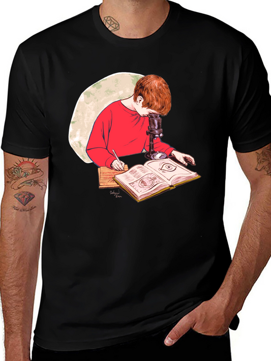 Science Kid T-Shirt - Studying with Microscope Design