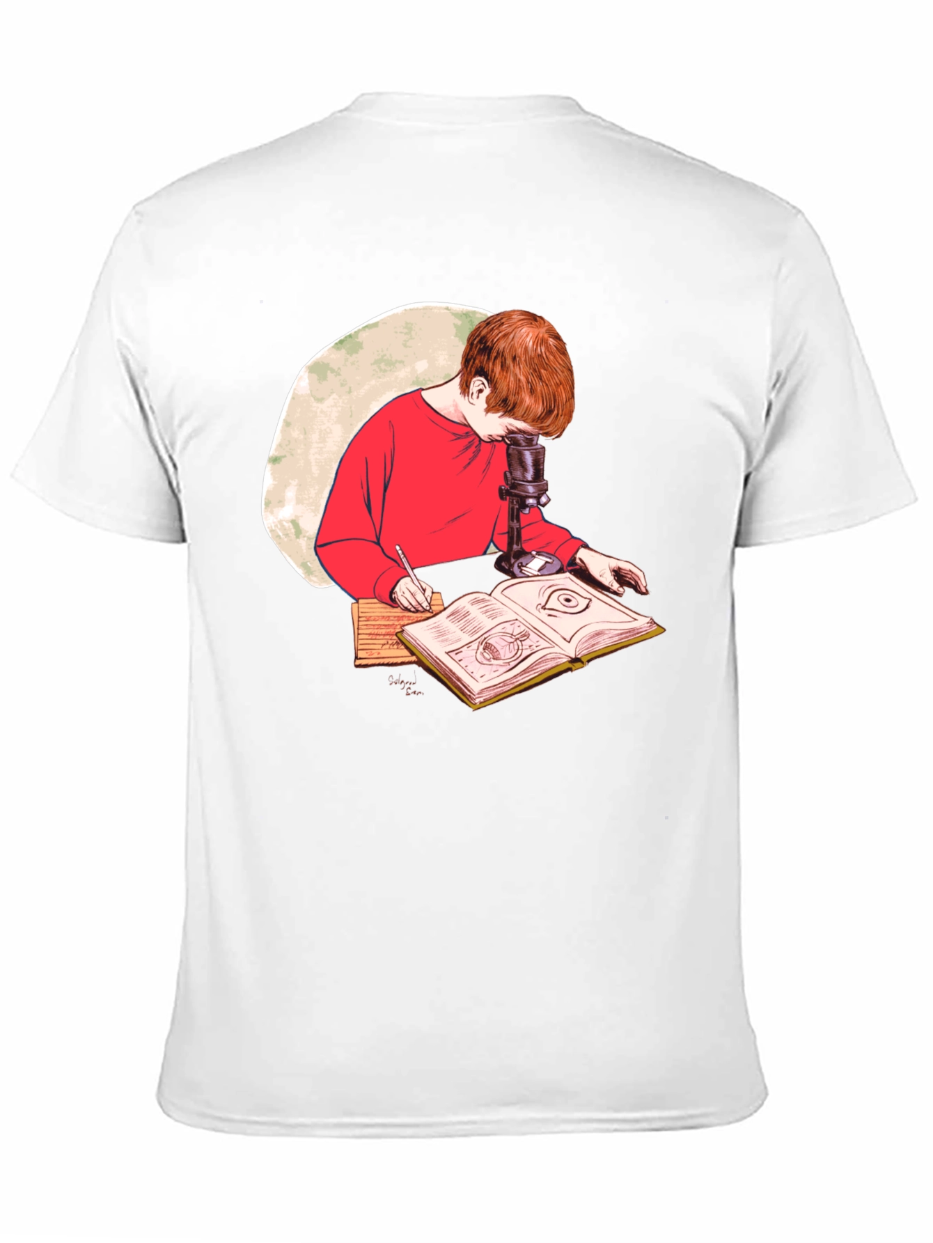 Science Kid T-Shirt - Studying with Microscope Design