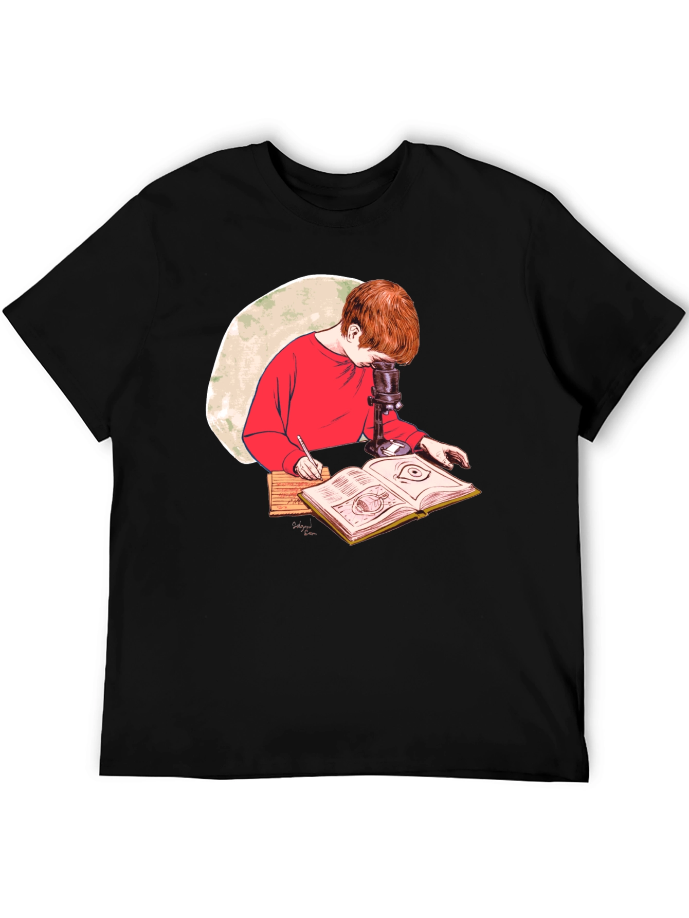 Science Kid T-Shirt - Studying with Microscope Design
