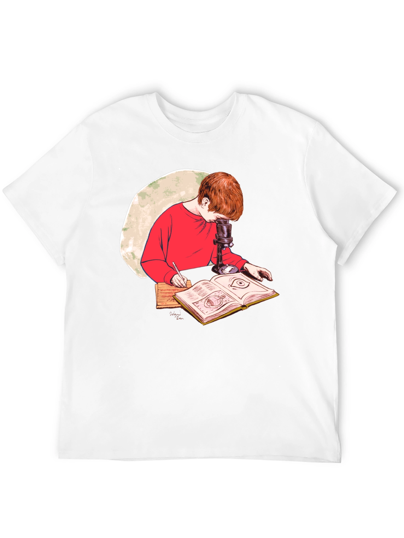 Science Kid T-Shirt - Studying with Microscope Design