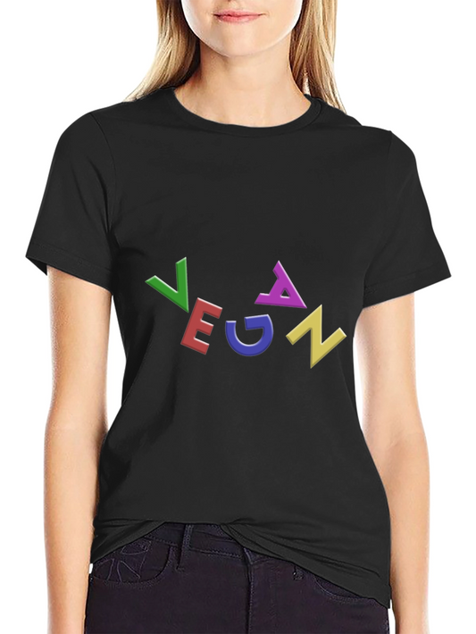 Vegan Graphic T-Shirt - Colorful Lettering on Black