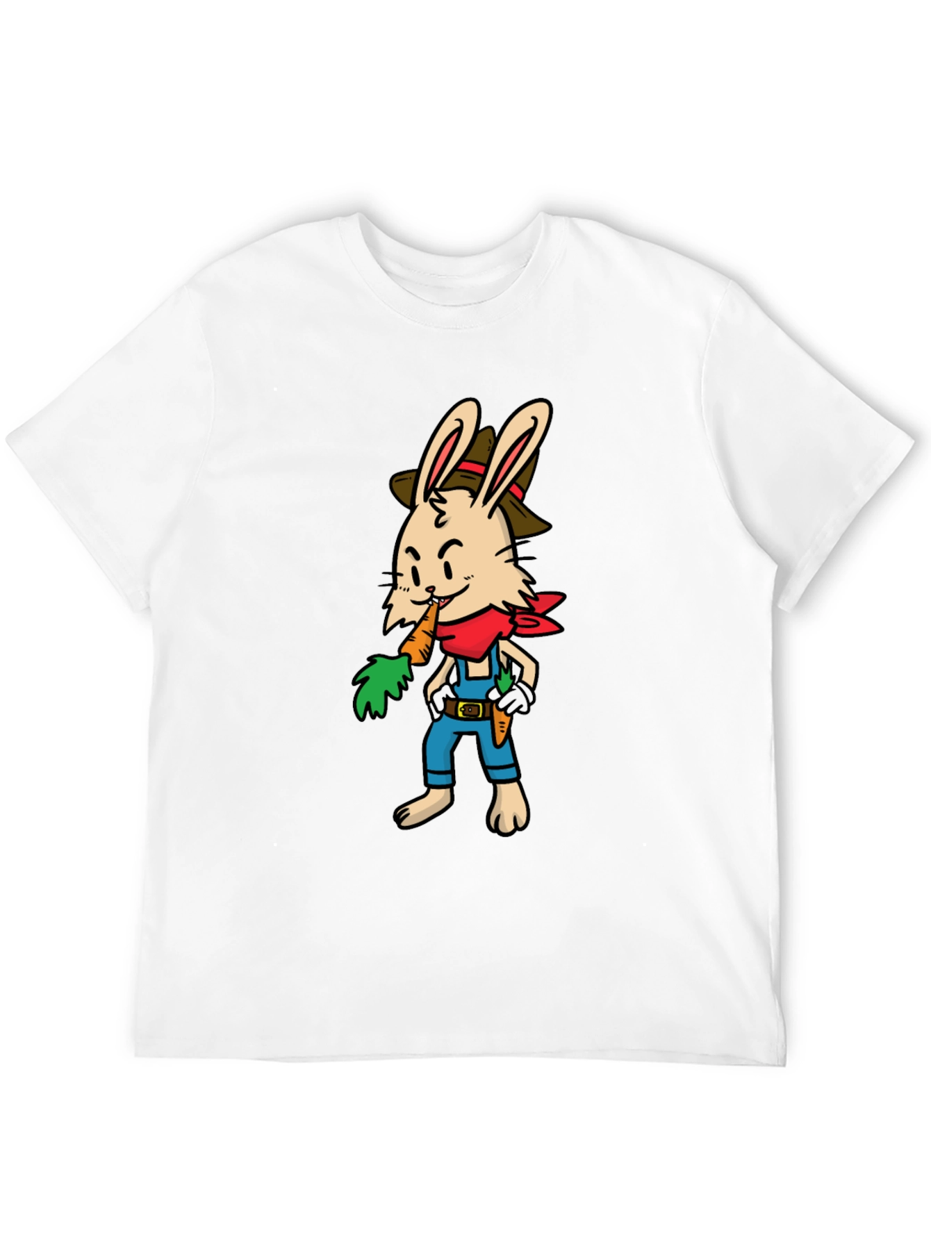 Cartoon Rabbit Farmer Graphic T-Shirt