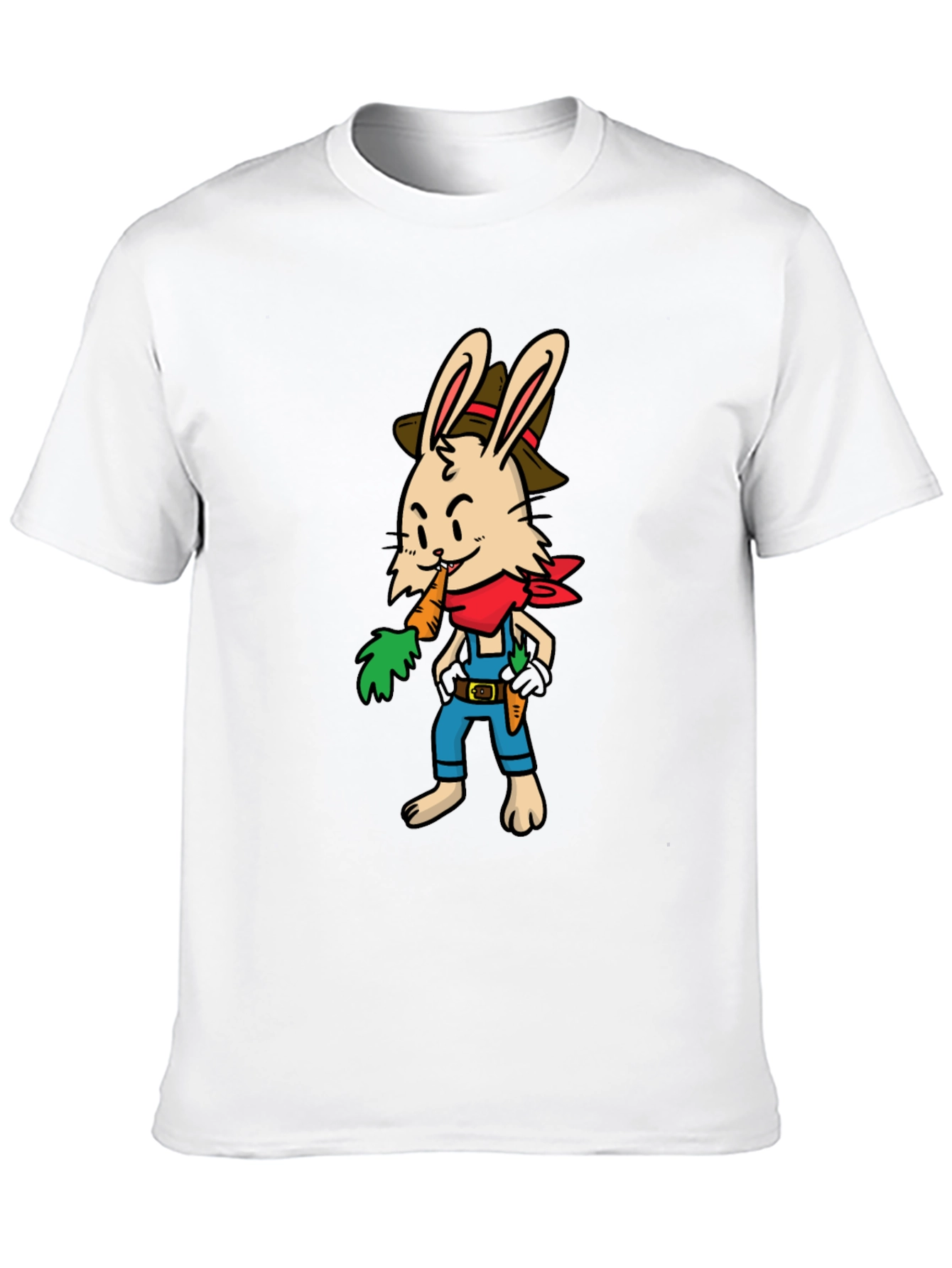 Cartoon Rabbit Farmer Graphic T-Shirt