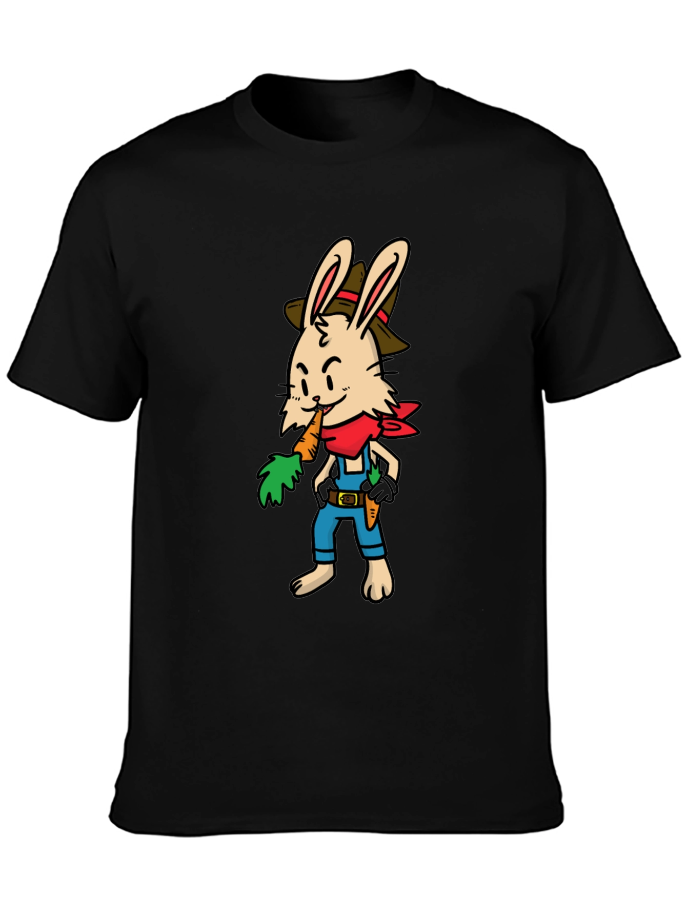Cartoon Rabbit Farmer Graphic T-Shirt