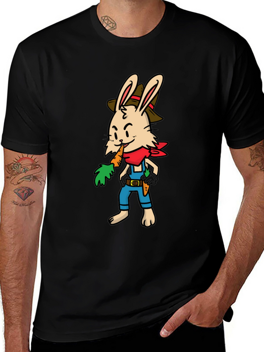 Cartoon Rabbit Farmer Graphic T-Shirt