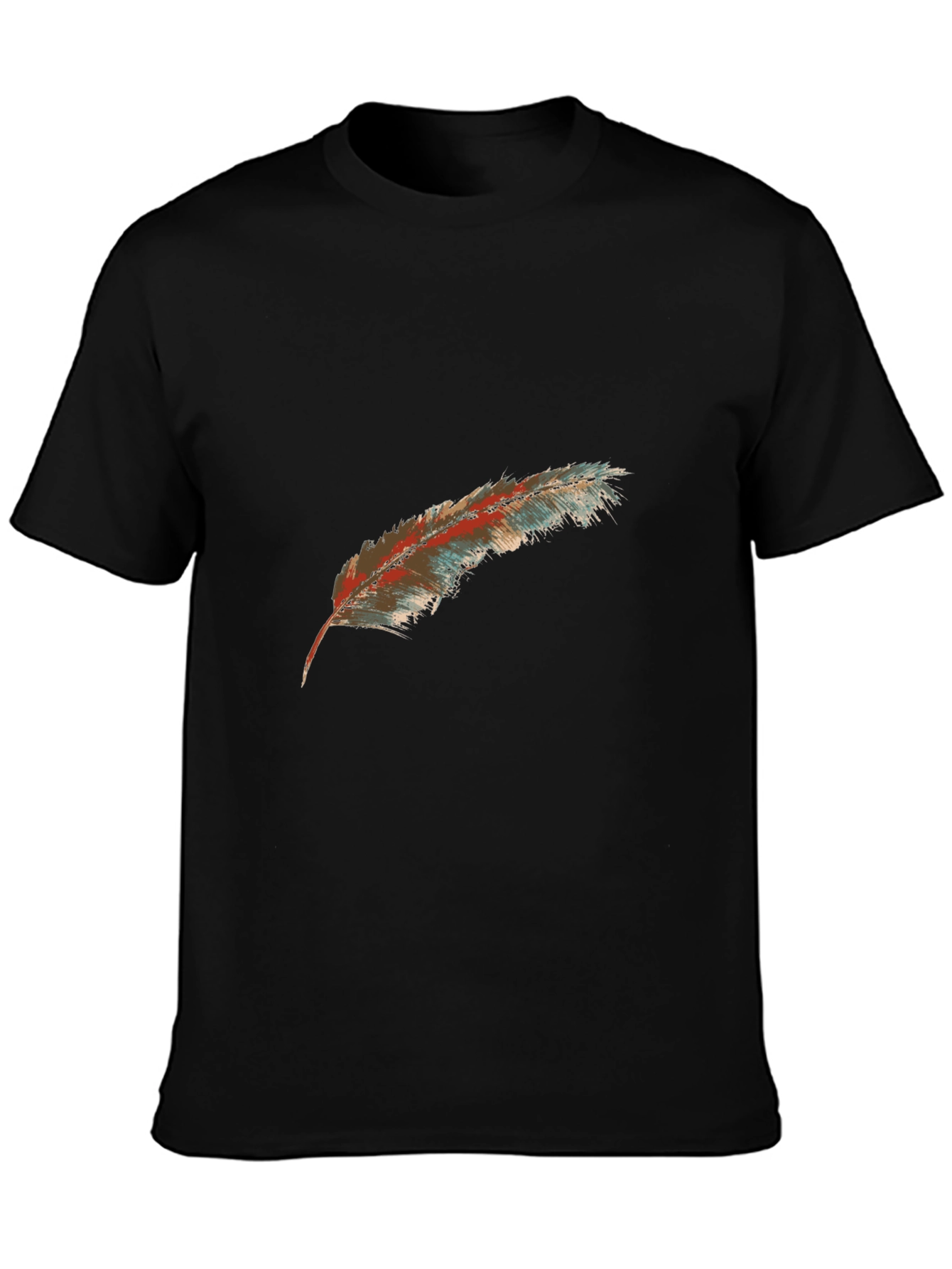 Feather Graphic Tee - Black Casual T-Shirt